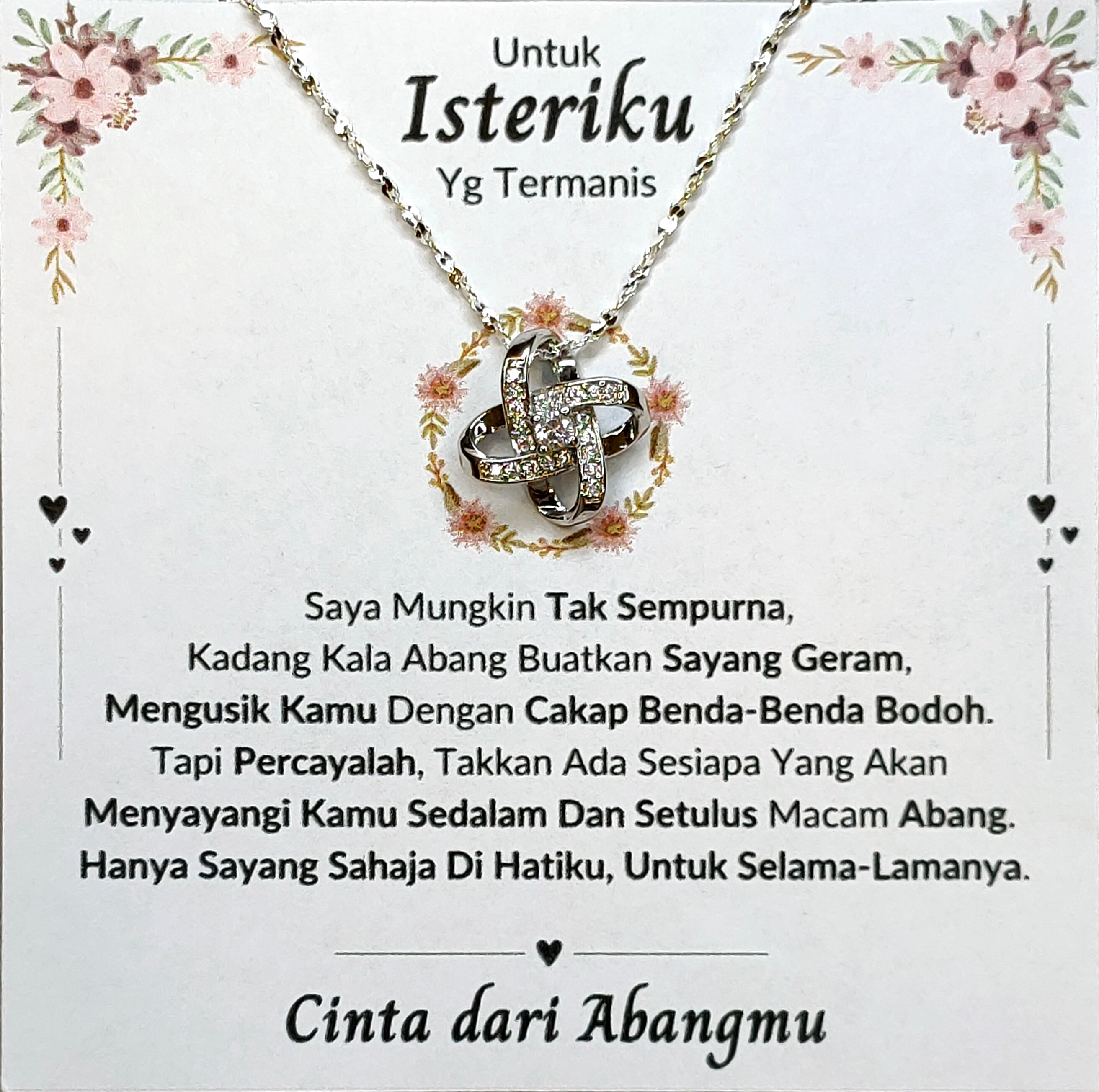 Hadiah Terbaik Untuk Isteriku I Sayang Selama-lamanya I Love Knot Necklace