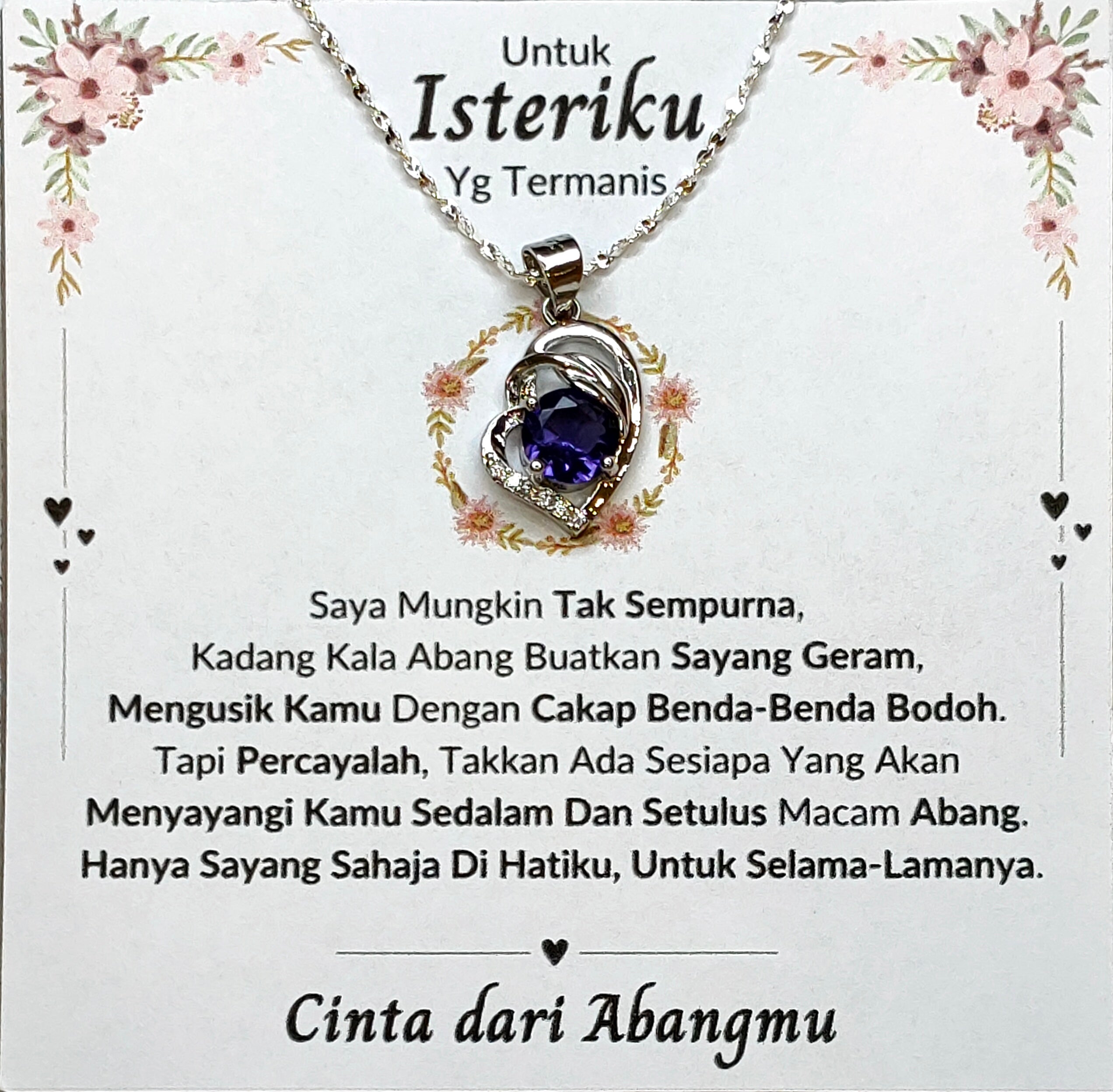Hadiah Terbaik Untuk Isteriku I Sayang Selama-lamanya I Purple Love Necklace