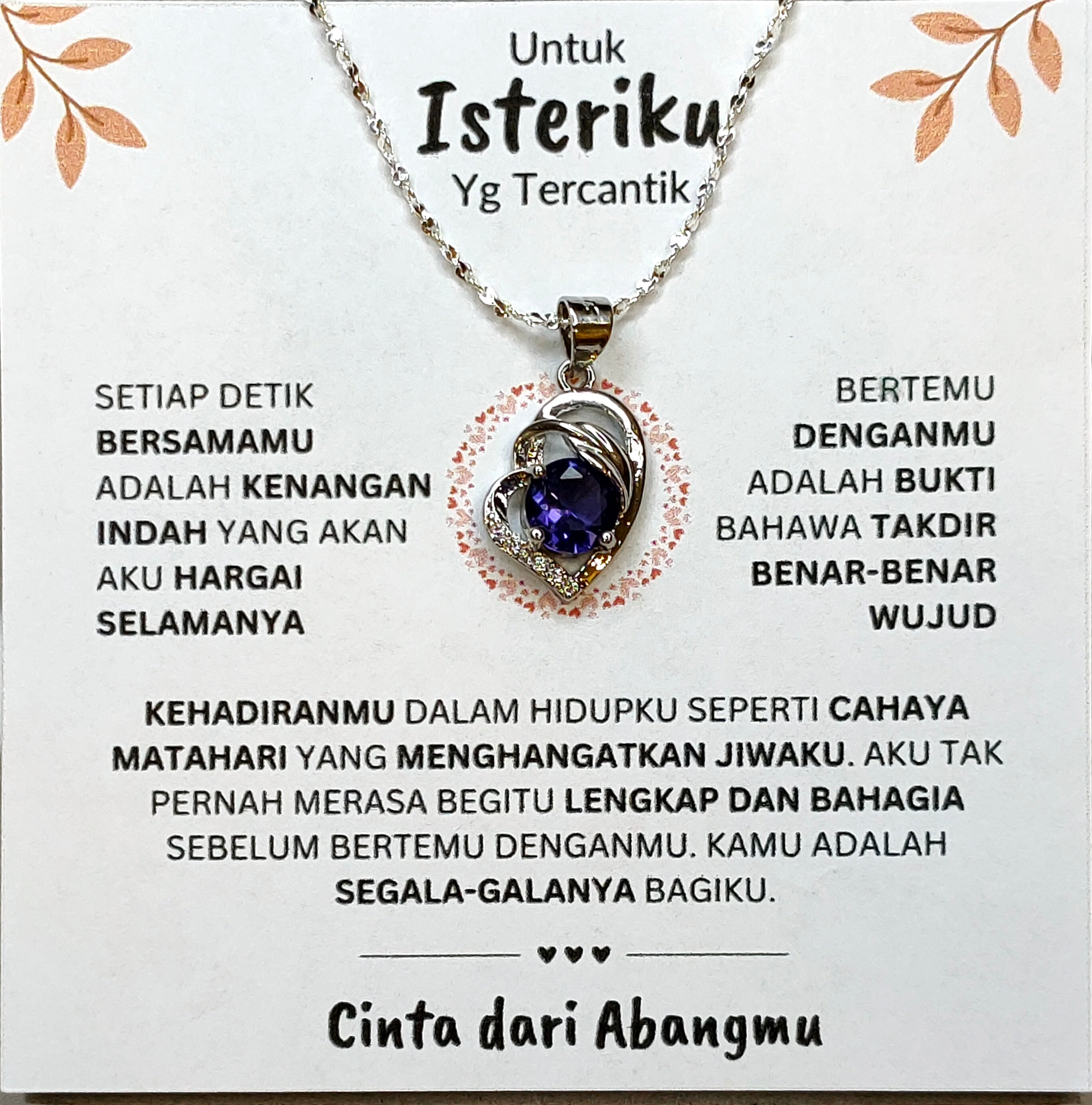 Hadiah Terbaik Untuk Isteriku I Lengkap dan Bahagia I Purple Love Necklace