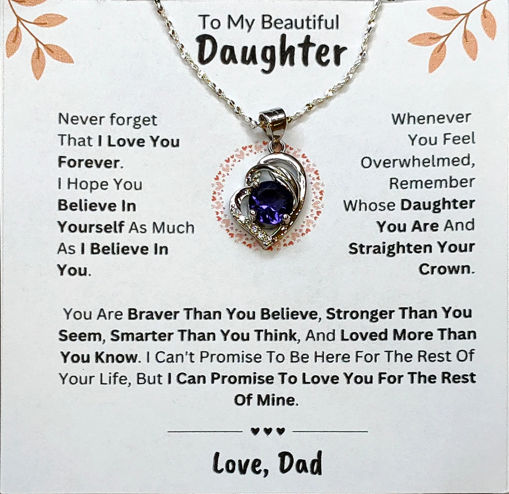 Best Gift To My Daughter I Love You Forever I From Dad I Purple Love Necklace