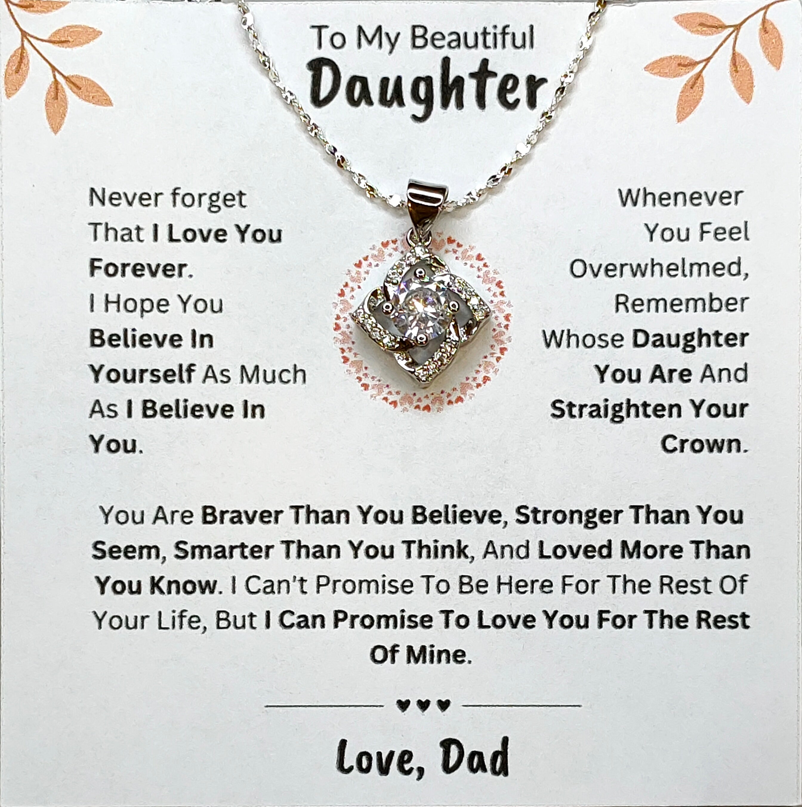 Best Gift To My Daughter I Love You Forever I From Dad I Elegant Love Necklace