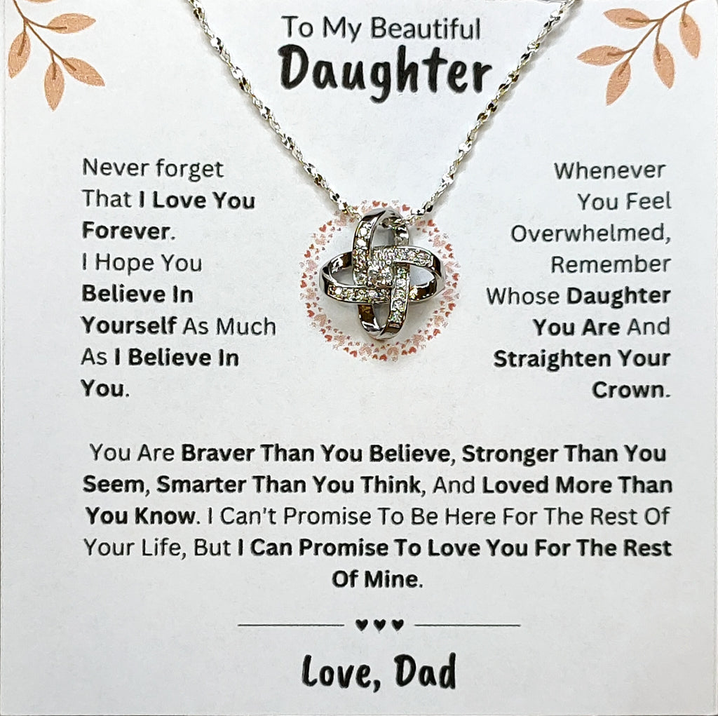 Best Gift To My Daughter I Love You Forever I From Dad I Love Knot Necklace