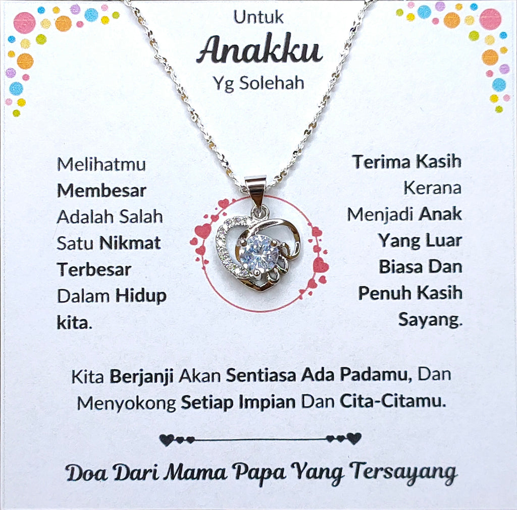 Hadiah Terbaik Untuk Anakku I Sentiasa Ada Padamu I Dari MamaPapa I Love Heart Necklace