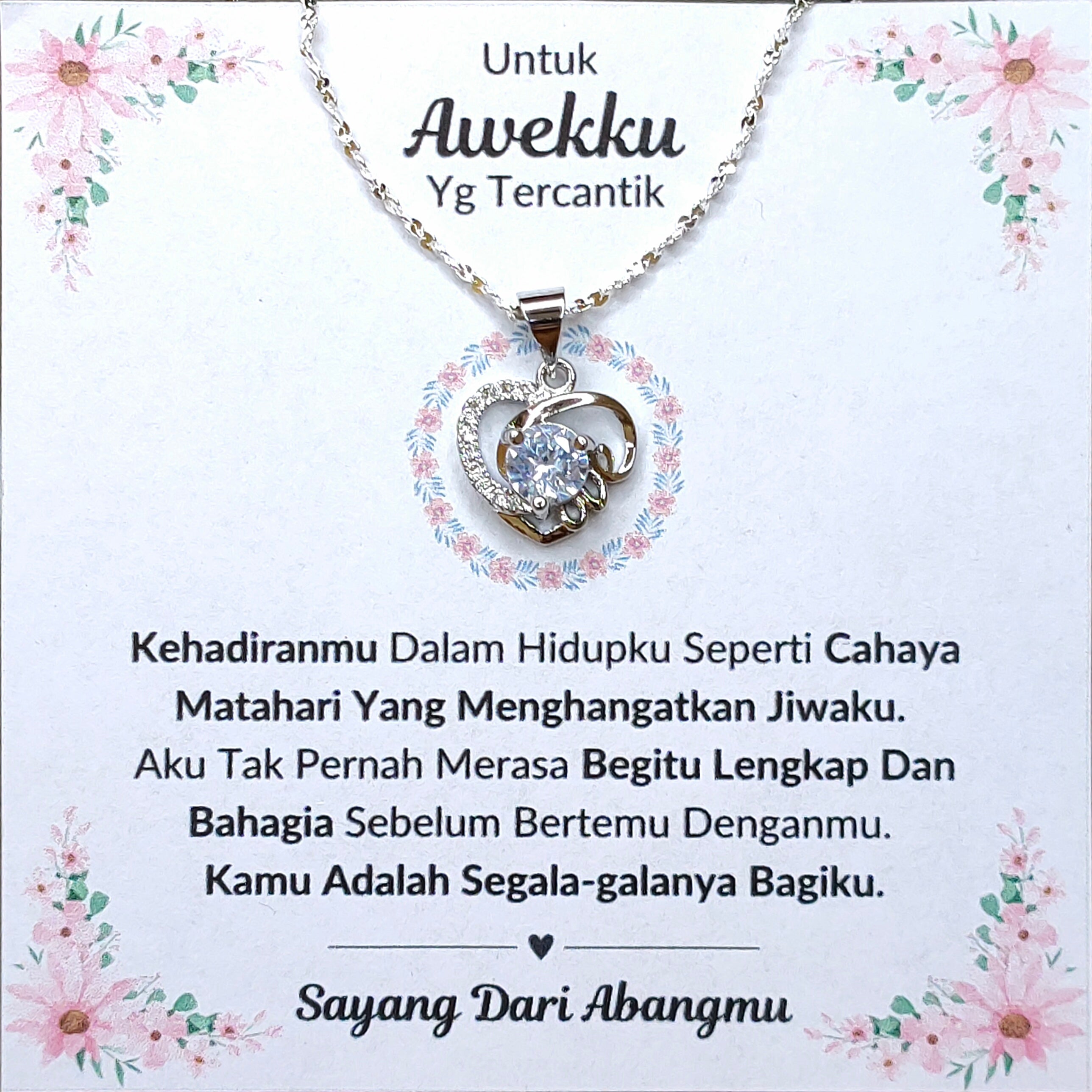 Hadiah Terbaik Untuk Awekku I Lengkap Dan Bahagia I Love Heart Necklace