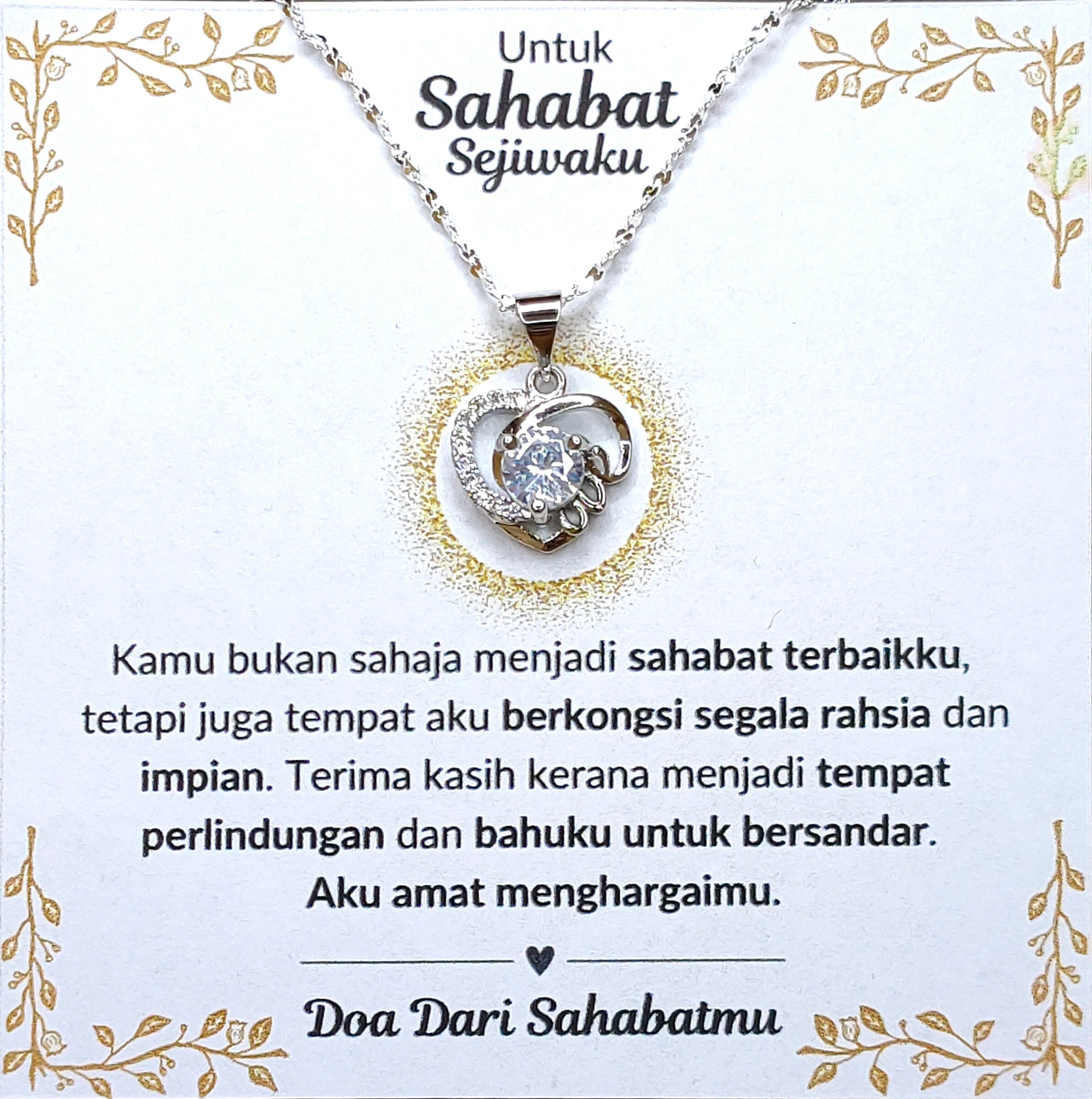 Hadiah Terbaik Untuk Sahabat Sejiwaku I Kongsi Rahsia Dan Impian I Love Heart Necklace