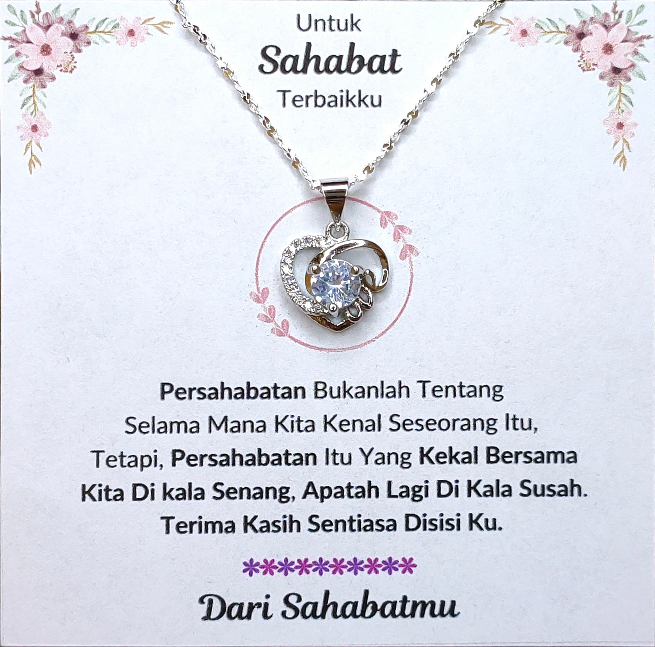 Hadiah Terbaik Untuk Sahabat Terbaikku I Sentiasa Disisi Ku I Love Heart Necklace