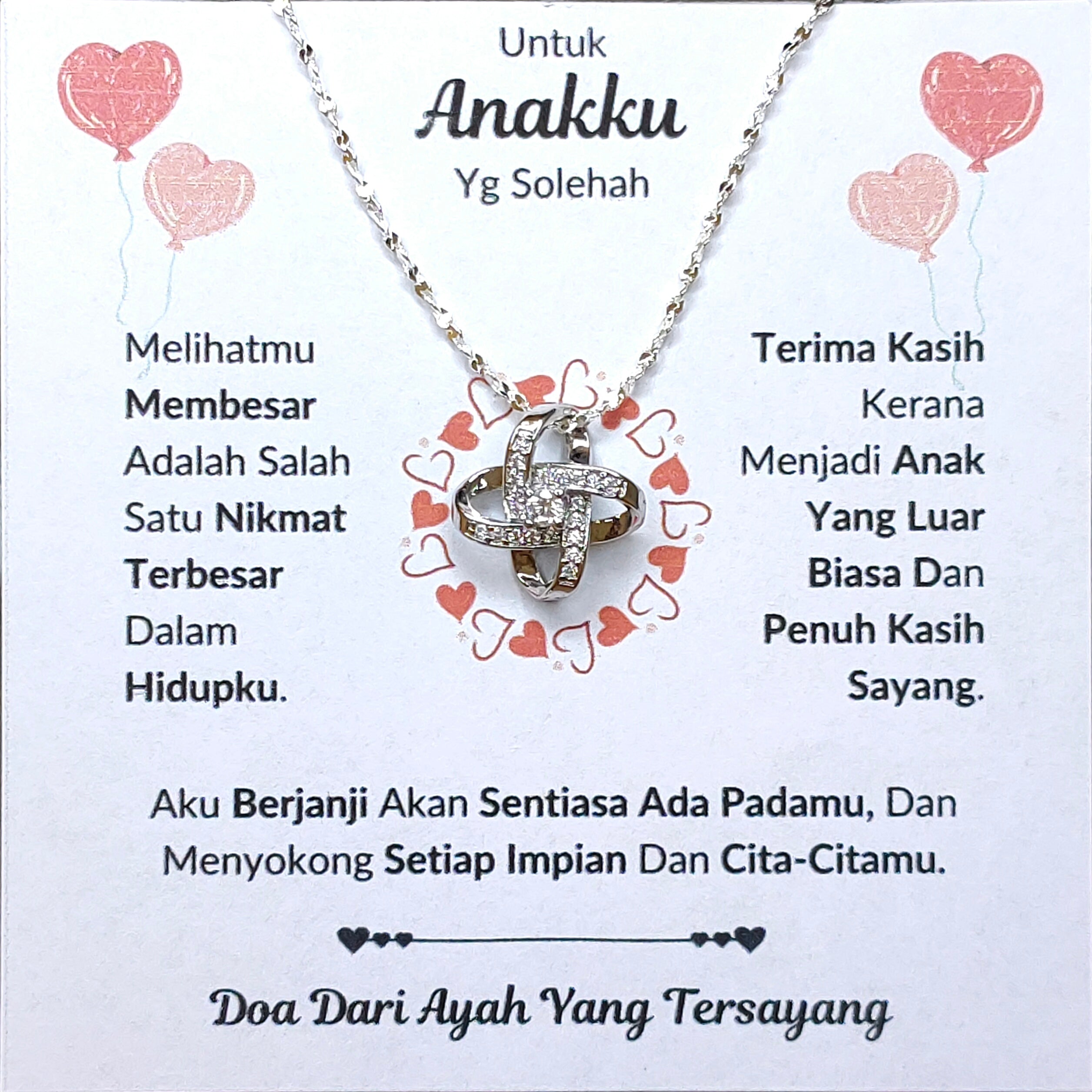 Hadiah Terbaik Untuk Anakku I Sentiasa Ada Padamu I Dari Ayah I Love Knot Necklace