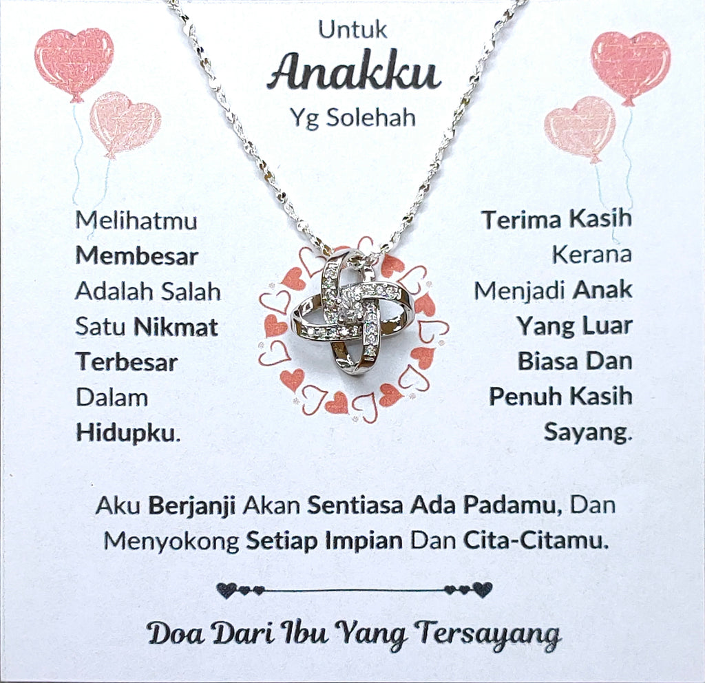 Hadiah Terbaik Untuk Anakku I Sentiasa Ada Padamu I Dari Ibu I Love Knot Necklace