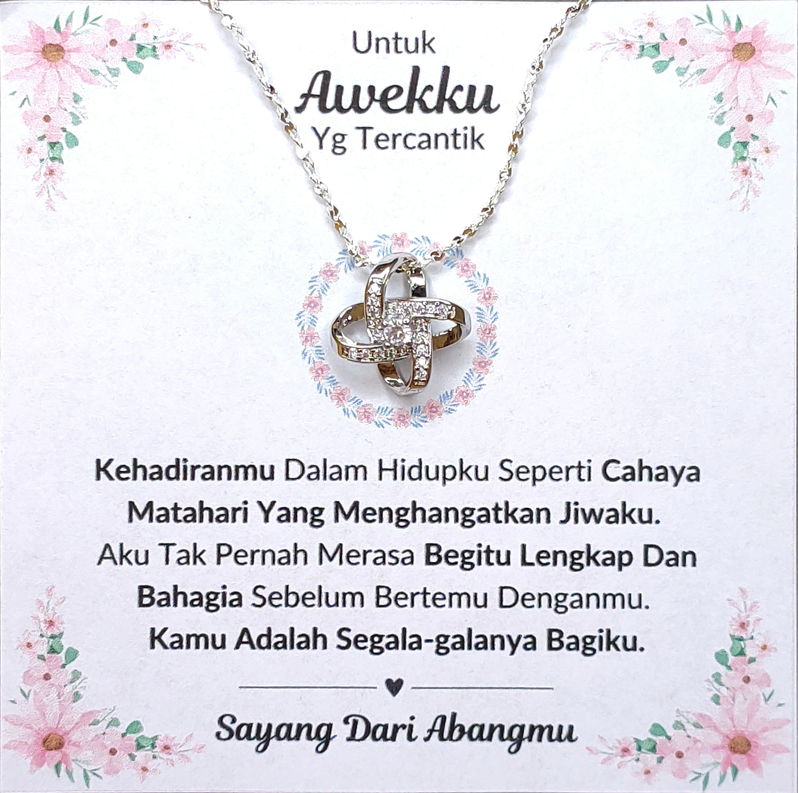 Hadiah Terbaik Untuk Awekku I Lengkap Dan Bahagia I Love Knot Necklace