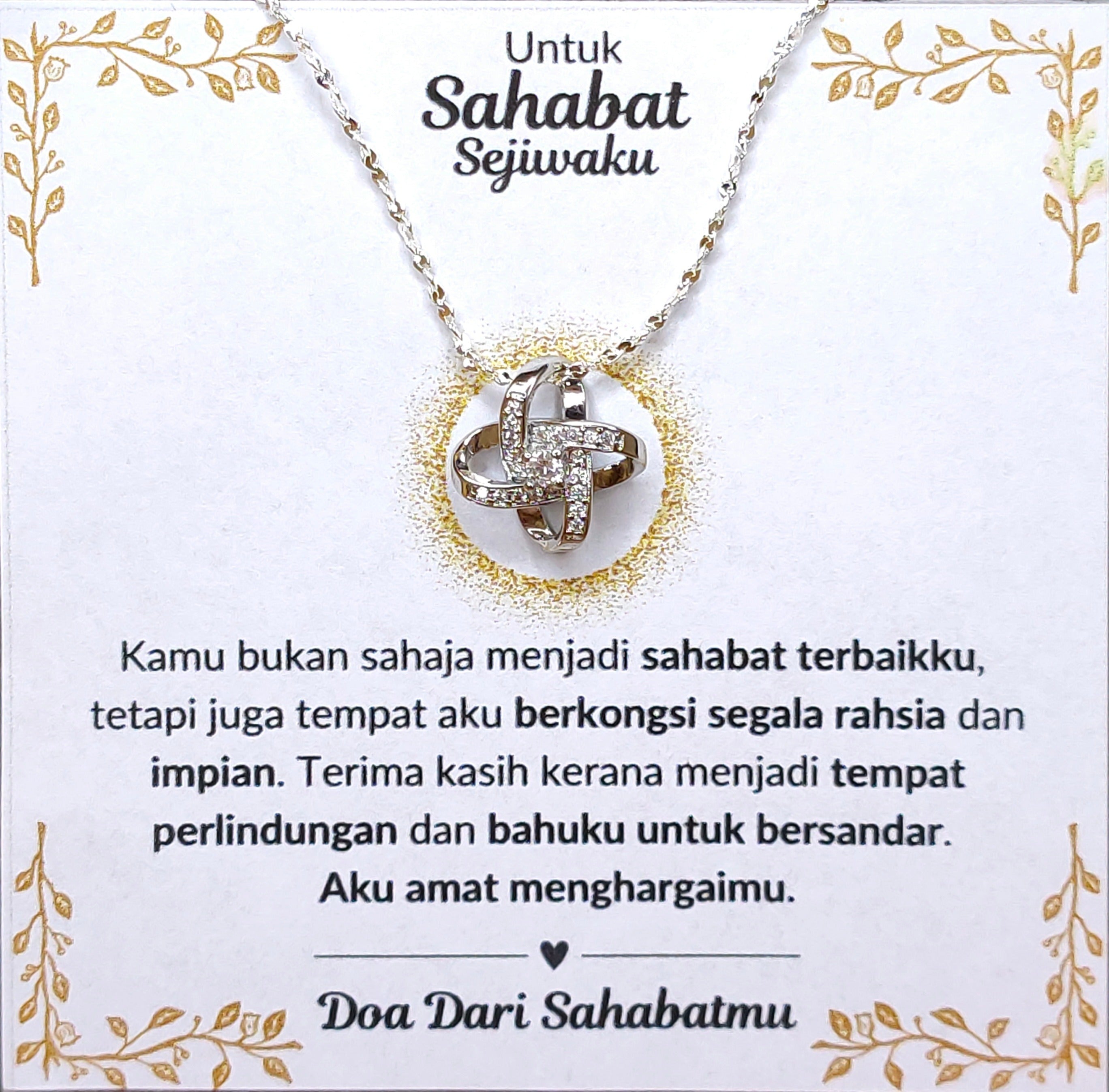 Hadiah Terbaik Untuk Sahabat Sejiwaku I Kongsi Rahsia Dan Impian I Love Knot Necklace