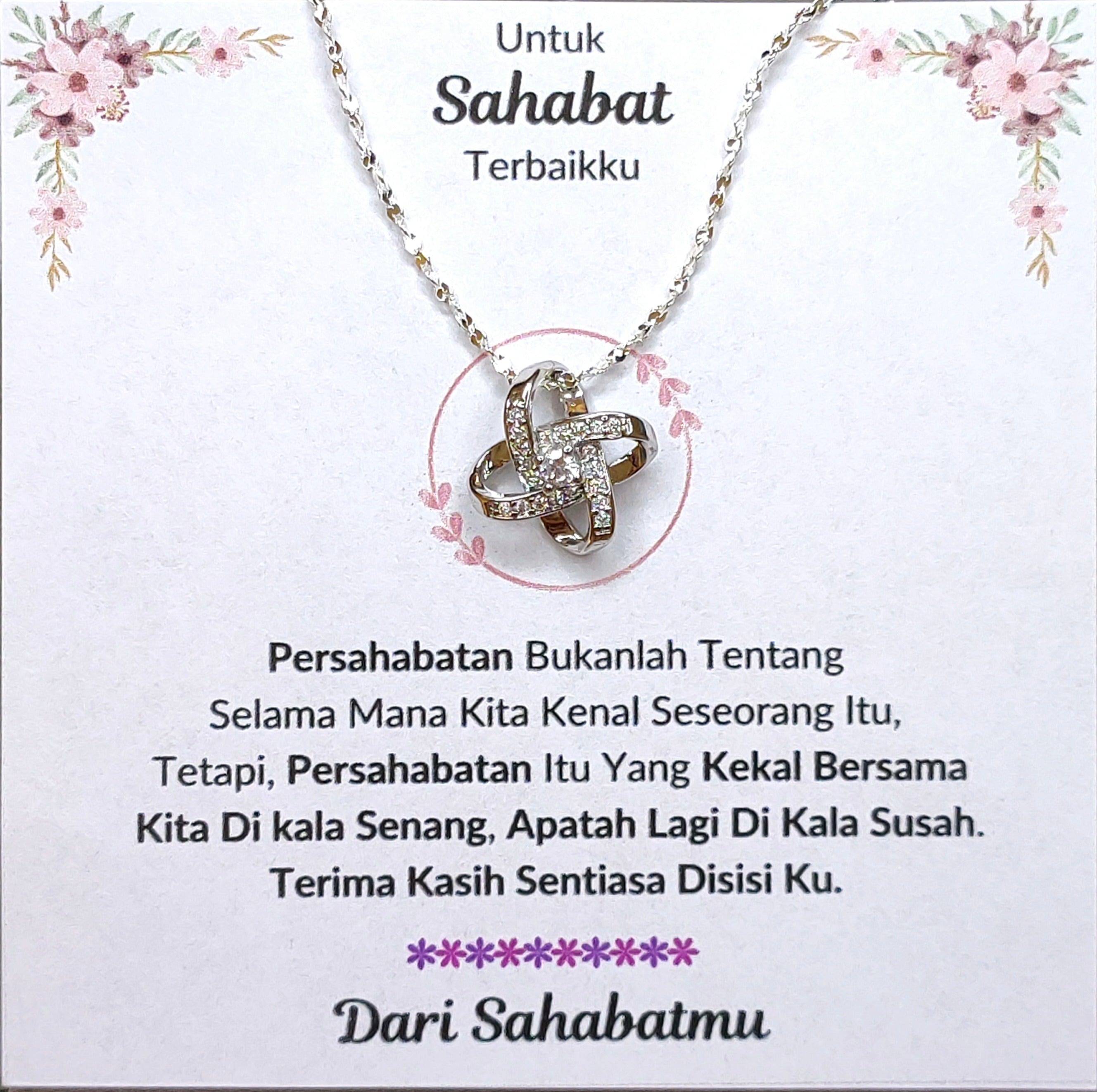 Hadiah Terbaik Untuk Sahabat Terbaikku I Sentiasa Disisi Ku I Love Knot Necklace