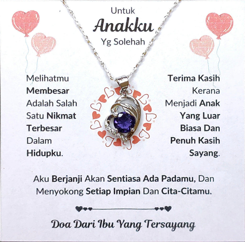 Hadiah Terbaik Untuk Anakku I Sentiasa Ada Padamu I Dari Ibu I Purple Love Necklace