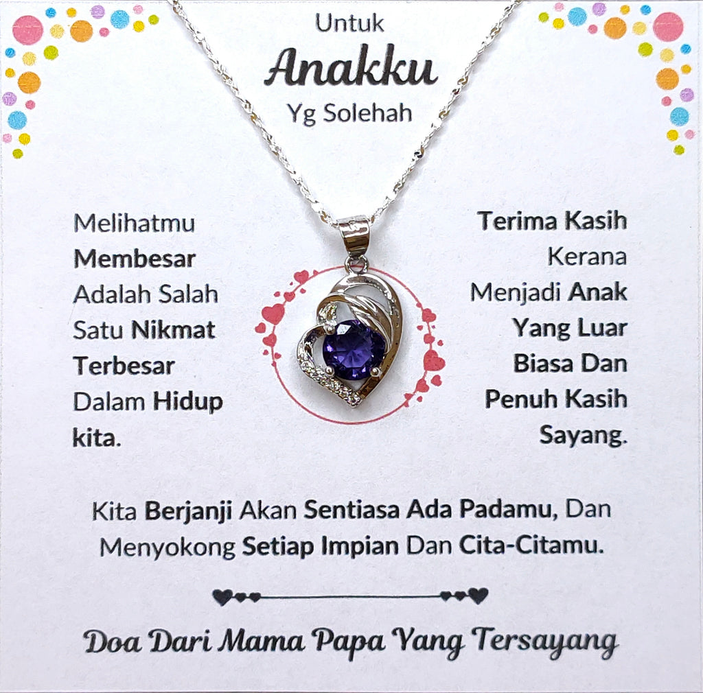 Hadiah Terbaik Untuk Anakku I Sentiasa Ada Padamu I Dari MamaPapa I Purple Love Necklace