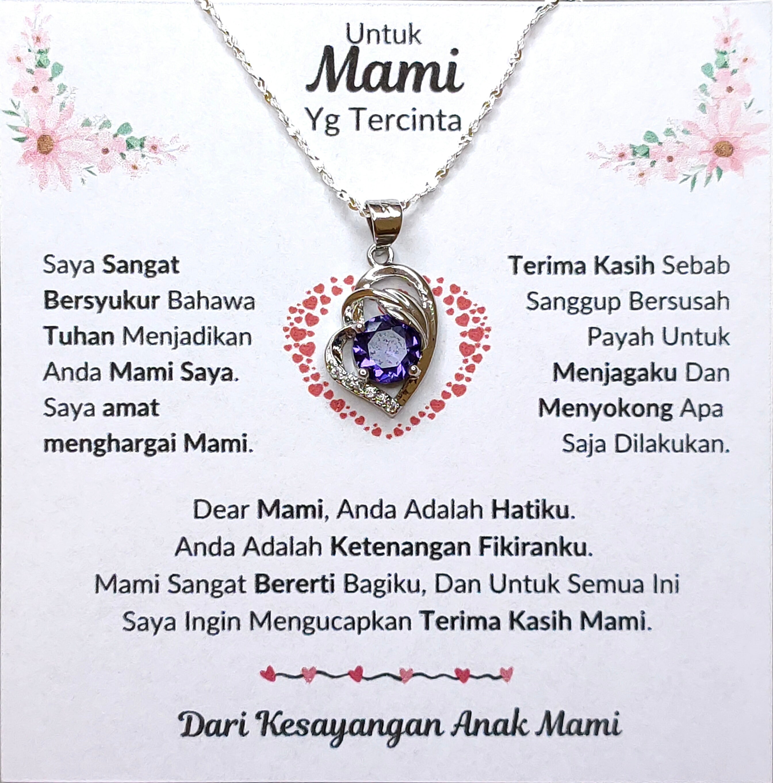 Hadiah Terbaik Untuk Mami ku I Sangat Bererti Bagiku I Purple Love Necklace