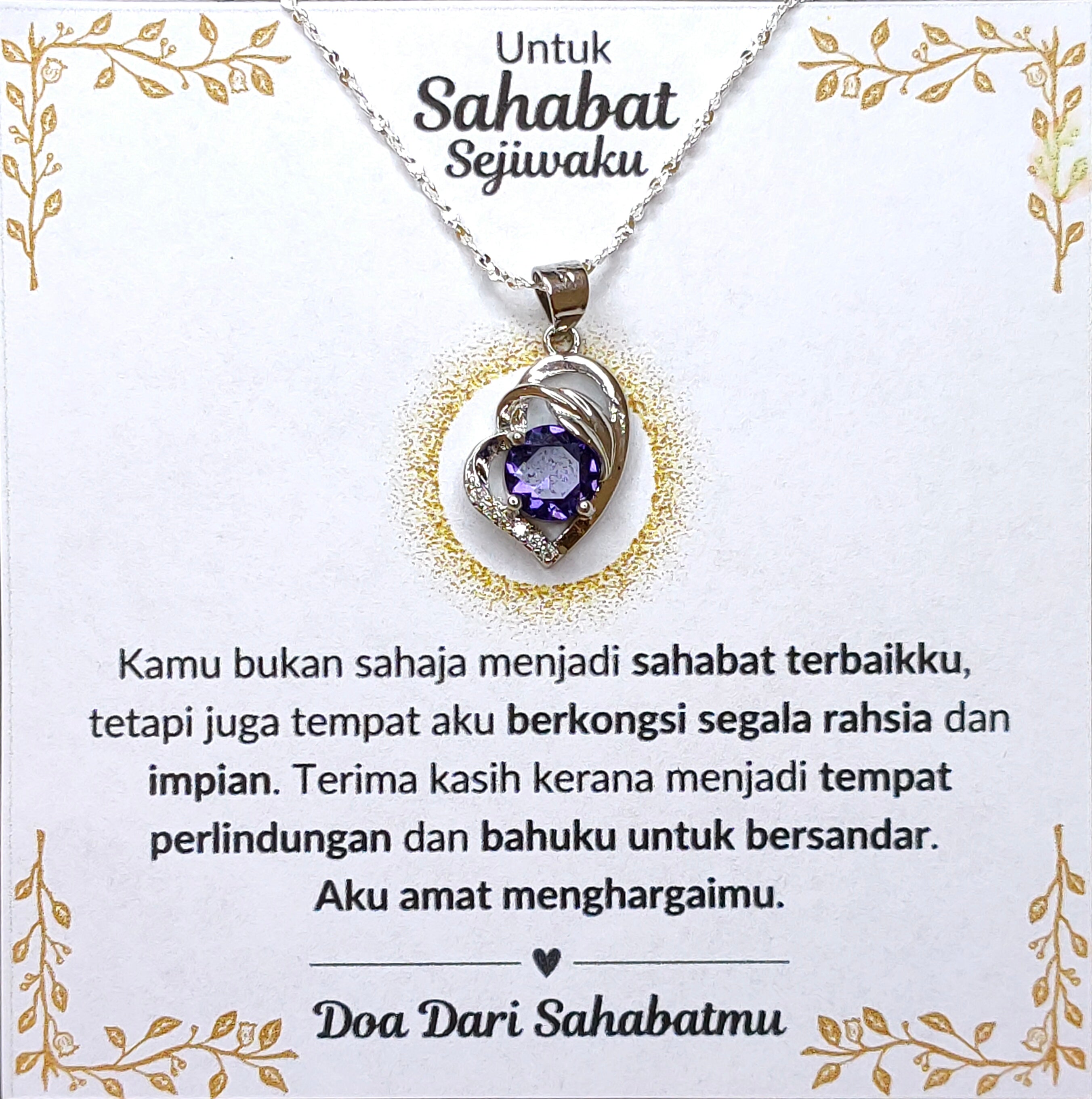 Hadiah Terbaik Untuk Sahabat Sejiwaku I Kongsi Rahsia Dan Impian I Purple Love Necklace