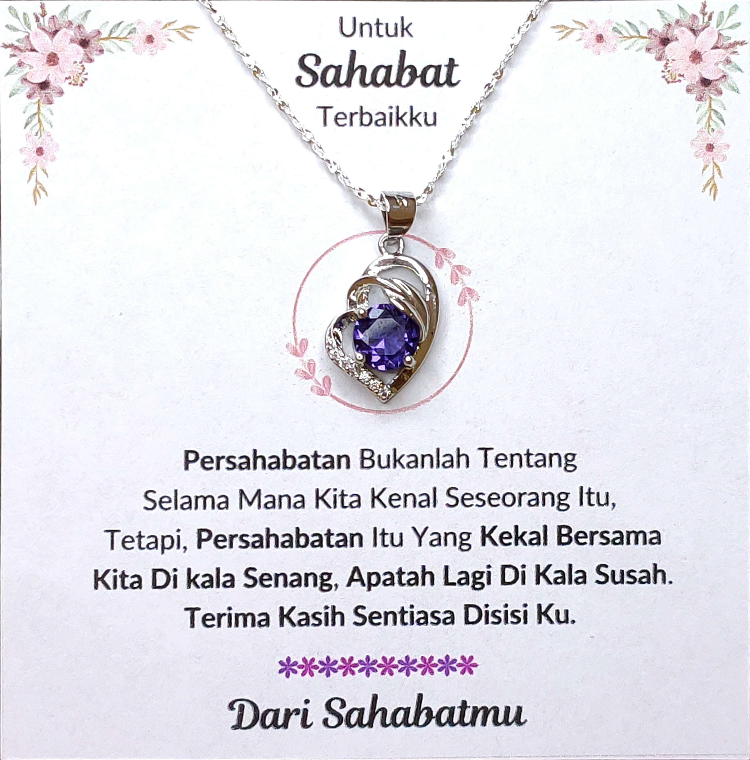 Hadiah Terbaik Untuk Sahabat Terbaikku I Sentiasa Disisi Ku I Purple Love Necklace