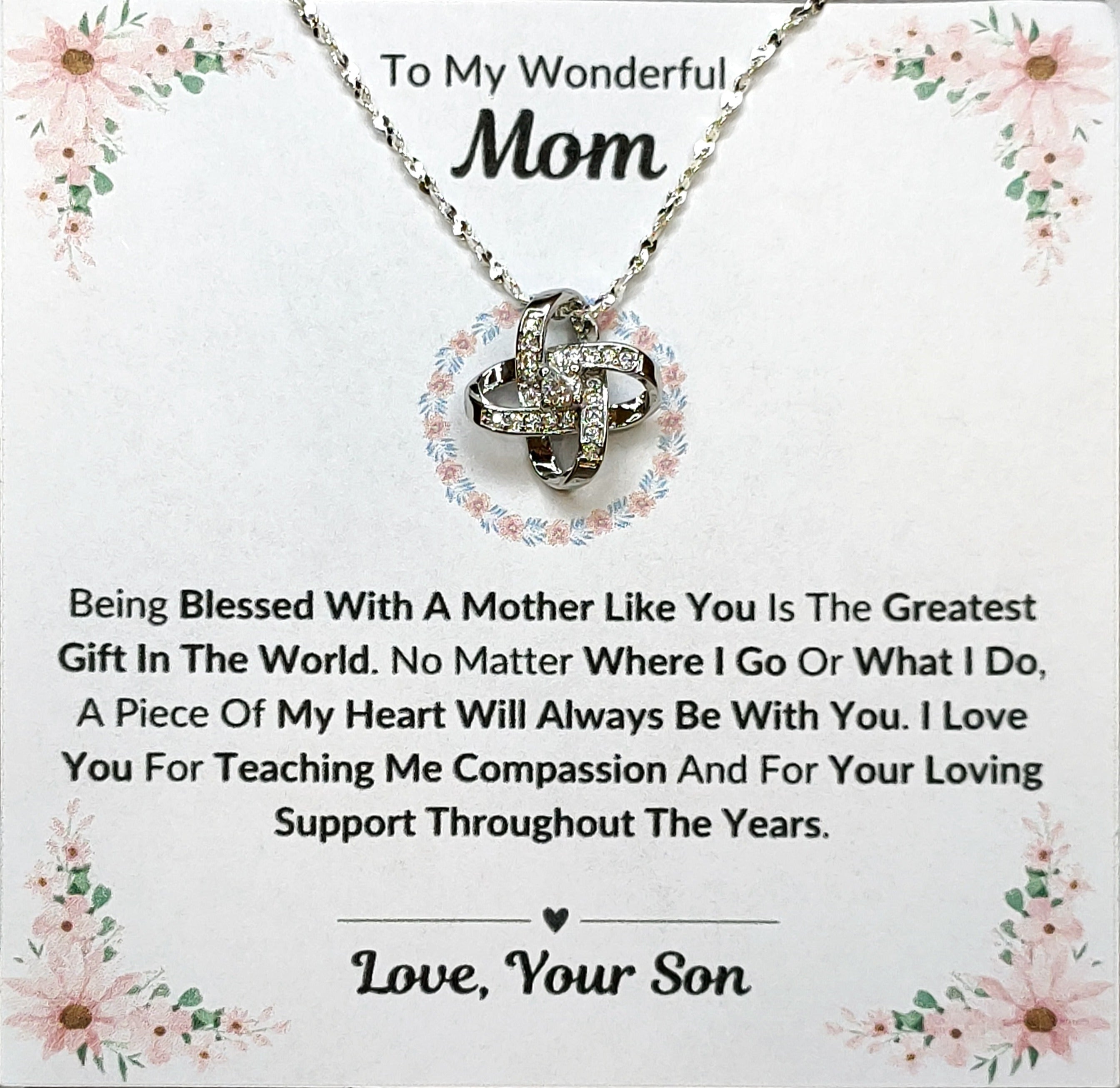Best Gift To My Mom I Greatest Gift In The World I From Son I Love Knot Necklace