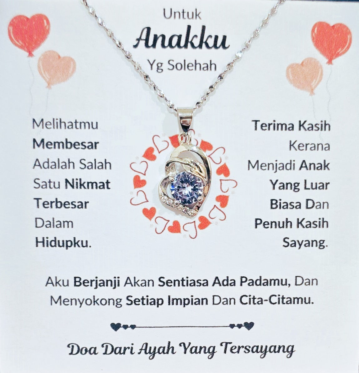 Hadiah Terbaik Untuk Anakku I Sentiasa Ada Padamu I Dari Ayah I Pure Love Necklace
