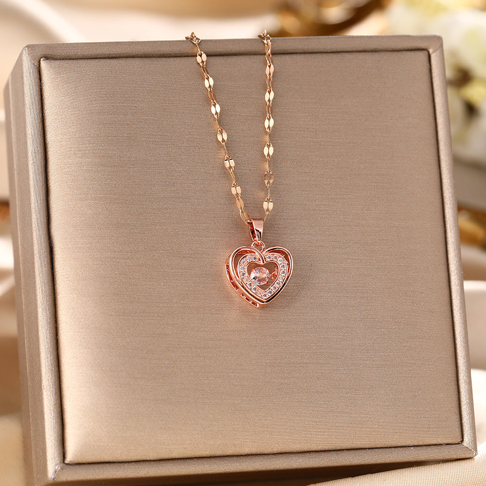 Best Gift To My Daughter I Love You Forever I From Daddy Mommy I Rose Heart Necklace