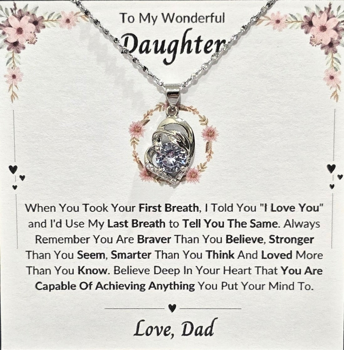 Best Gift To My Daughter I Always Love You I From Dad I Pure Love Necklace