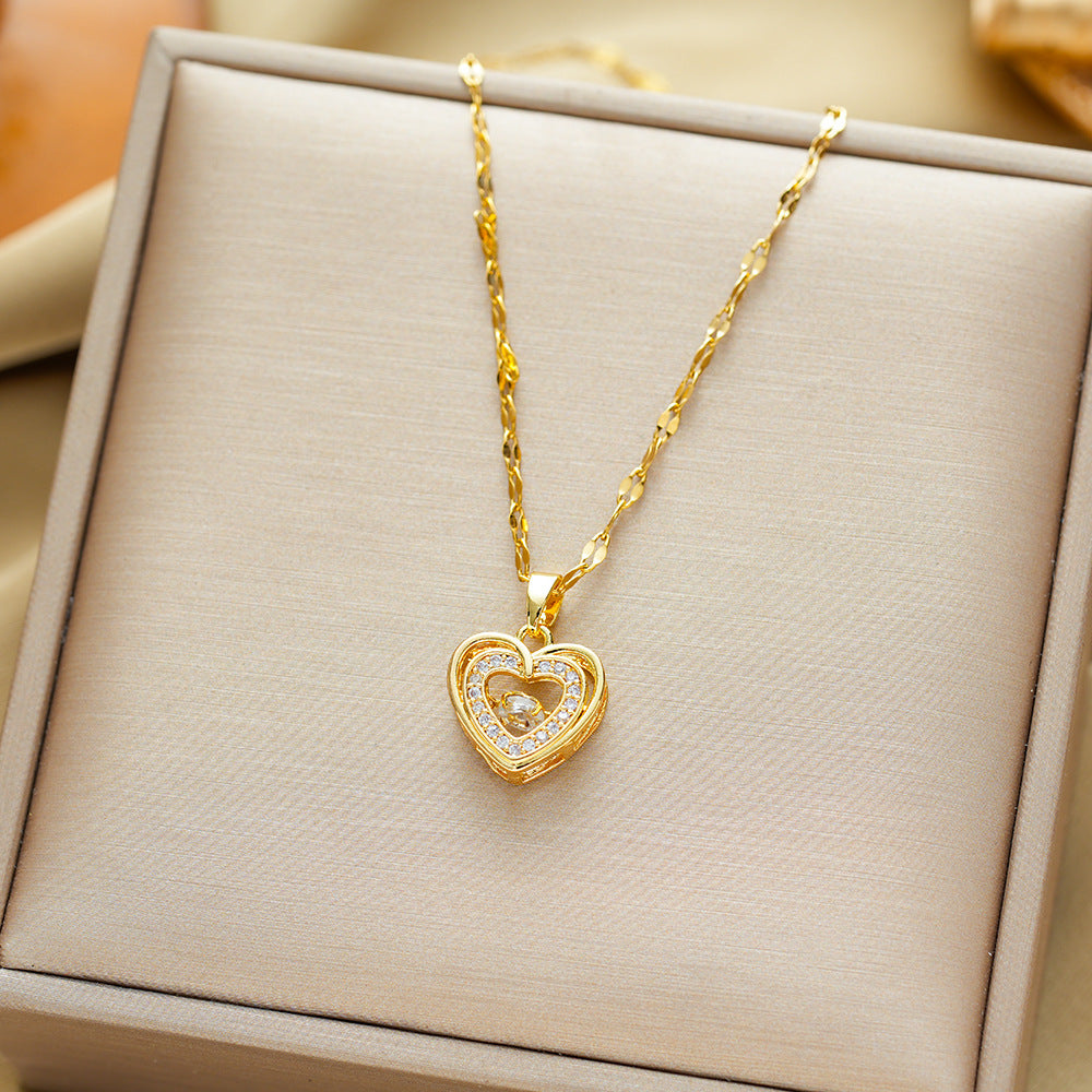Best Gift To My Bestie I Connected By Heart I Gold Heart Necklace