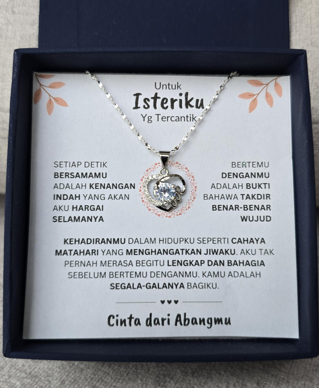 Love Heart Necklace from Perfect Gift with Hadiah Terbaik Untuk Isteriku message in gift box