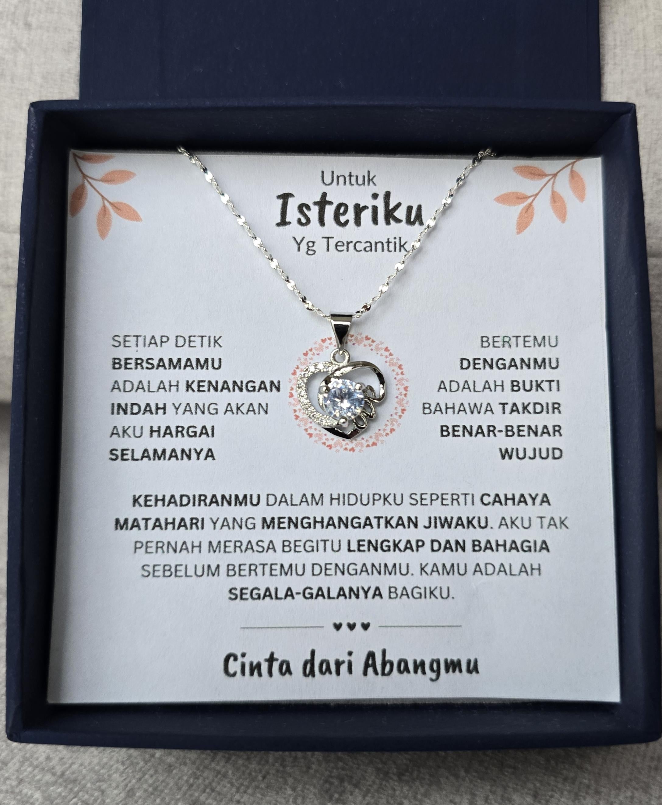 Love Heart Necklace from Perfect Gift with Hadiah Terbaik Untuk Isteriku message in gift box