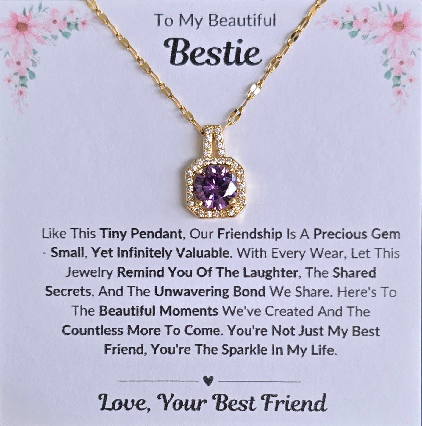 Best Gift To My Bestie I Not Just Best Friend I Sweet Purple Necklace