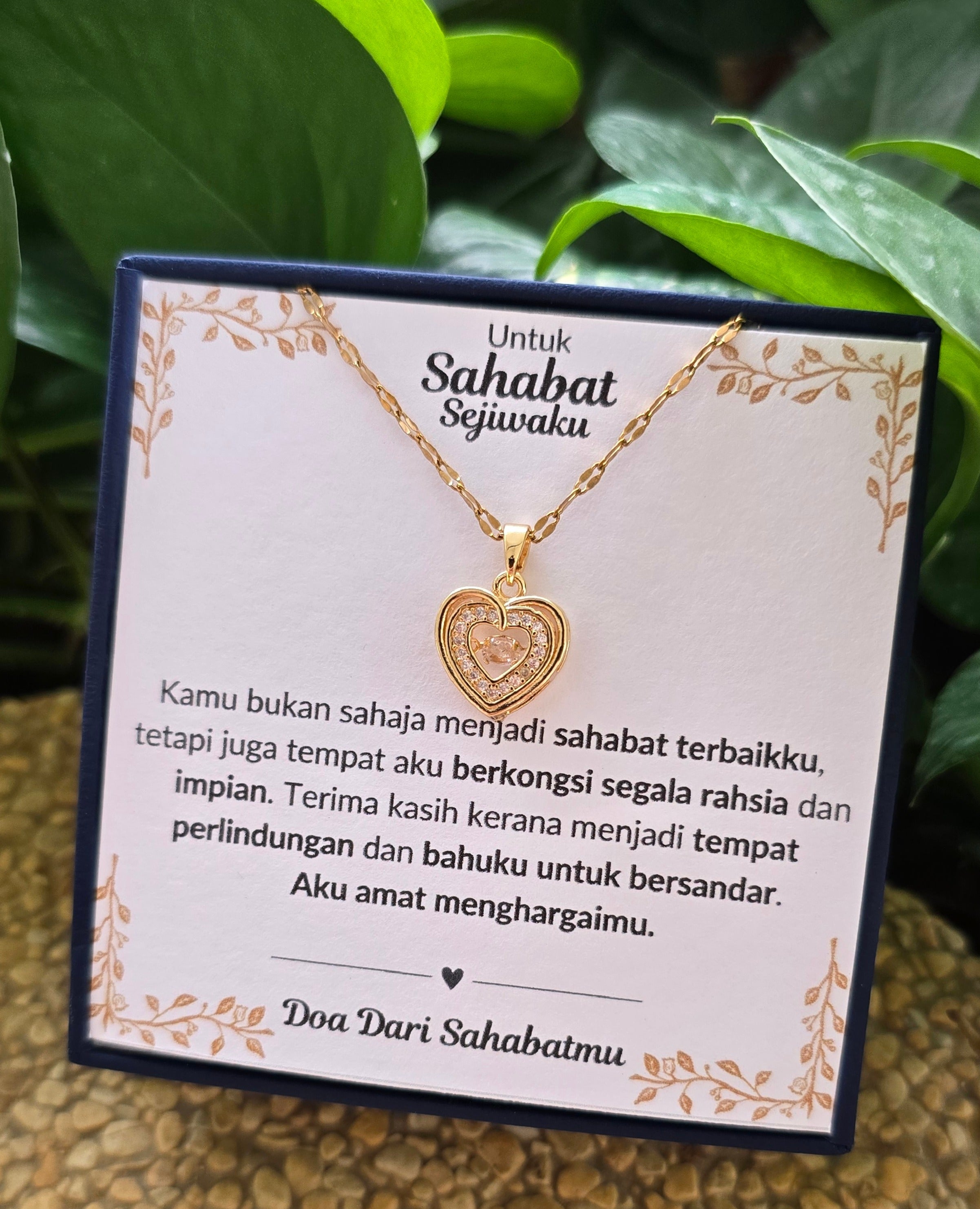 Hadiah Terbaik Untuk Sahabat Sejiwaku I Kongsi Rahsia Dan Impian I Gold Heart Necklace