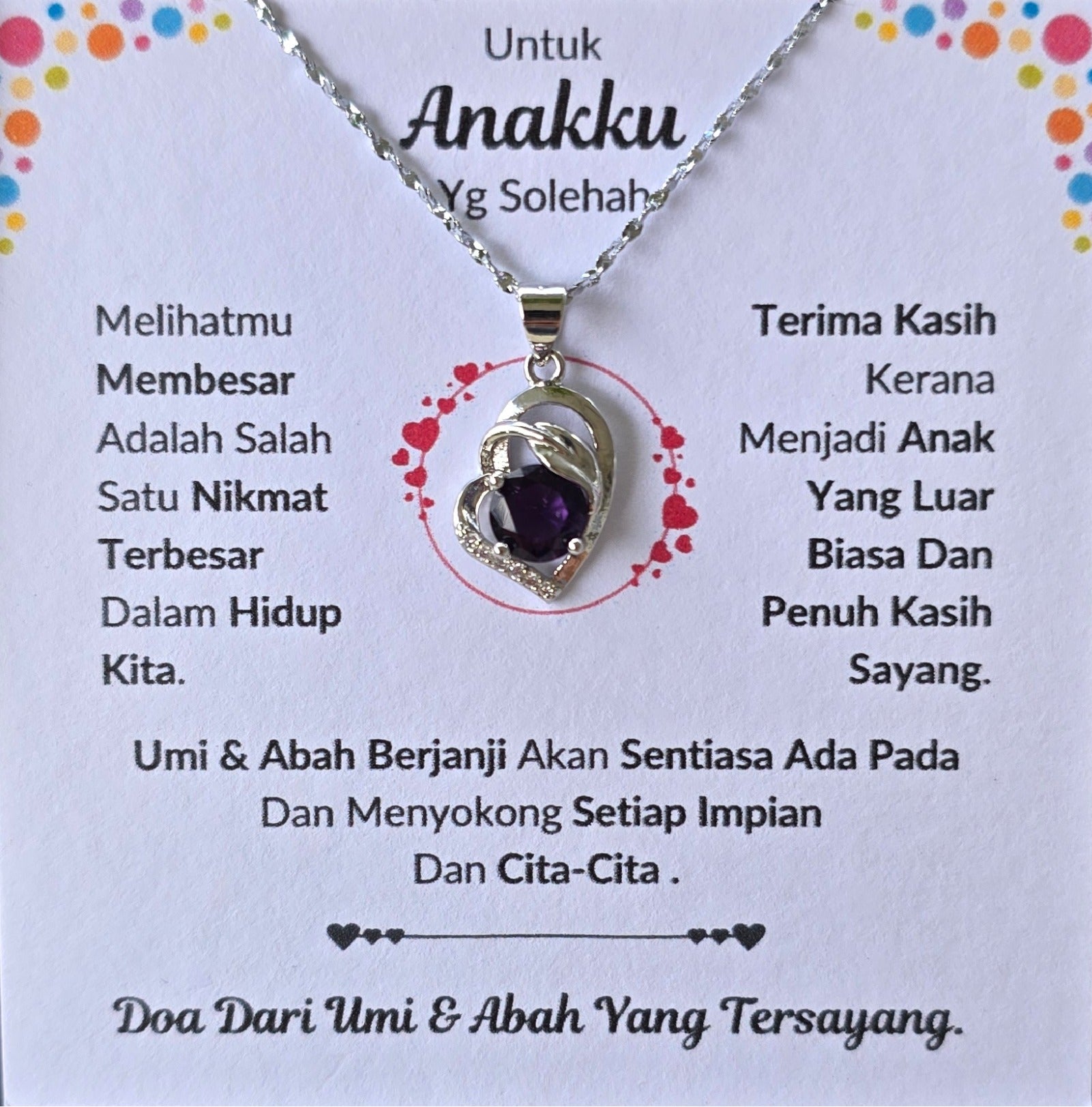 Hadiah Terbaik Untuk Anakku I Sentiasa Ada Padamu I Dari UmiAbah I Purple Love Necklace