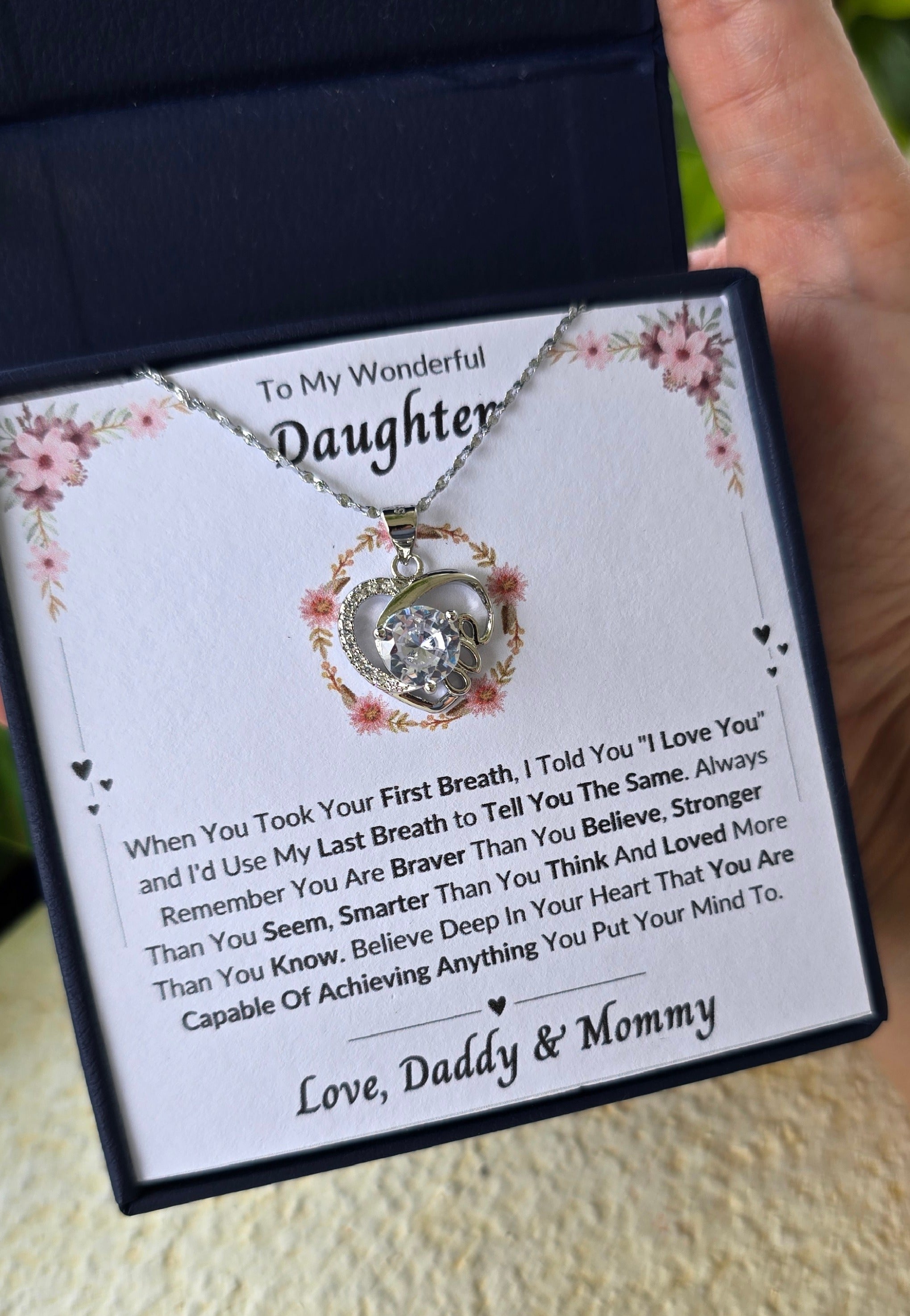 Best Gift To My Daughter I Love You Forever I From Daddy Mommy I Love Heart Necklace