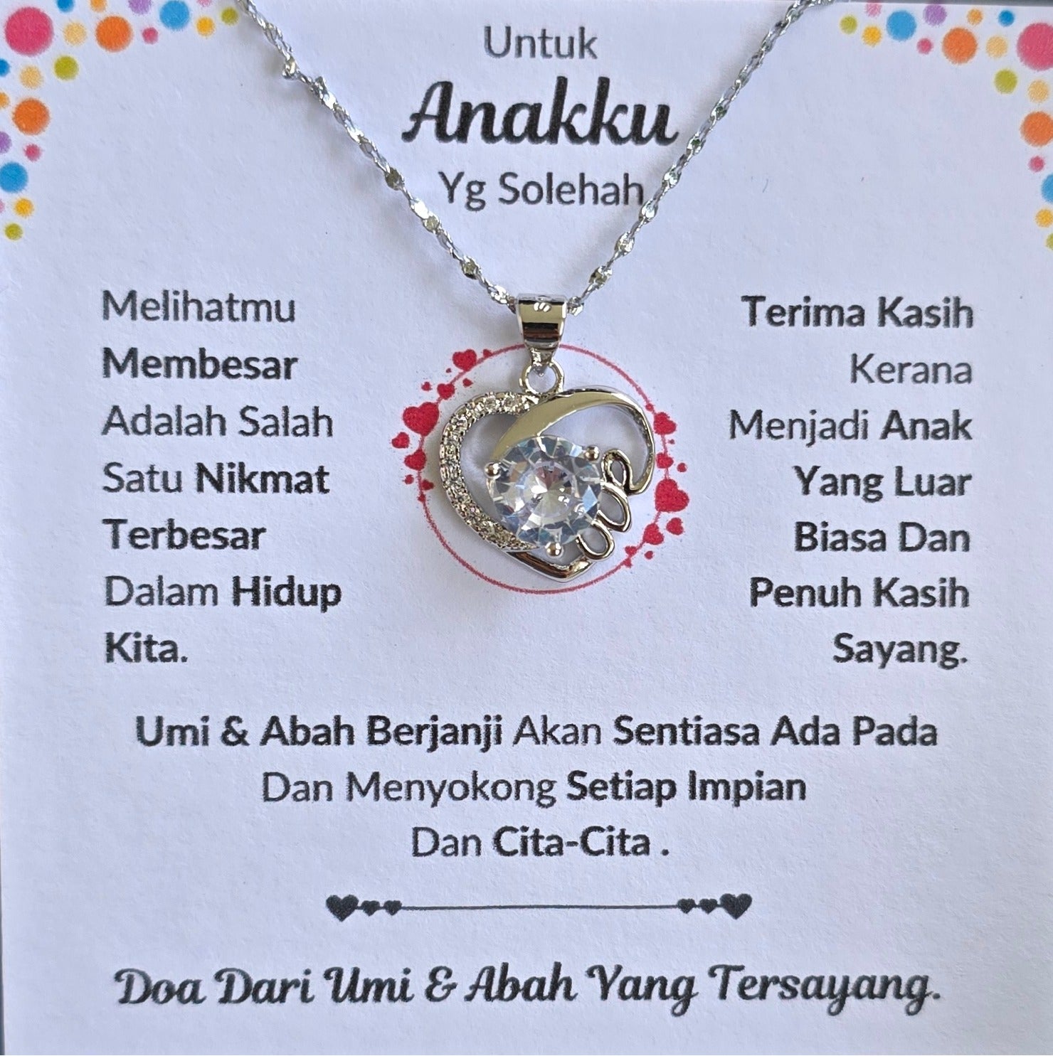 Hadiah Terbaik Untuk Anakku I Sentiasa Ada Padamu I Dari UmiAbah I Love Heart Necklace