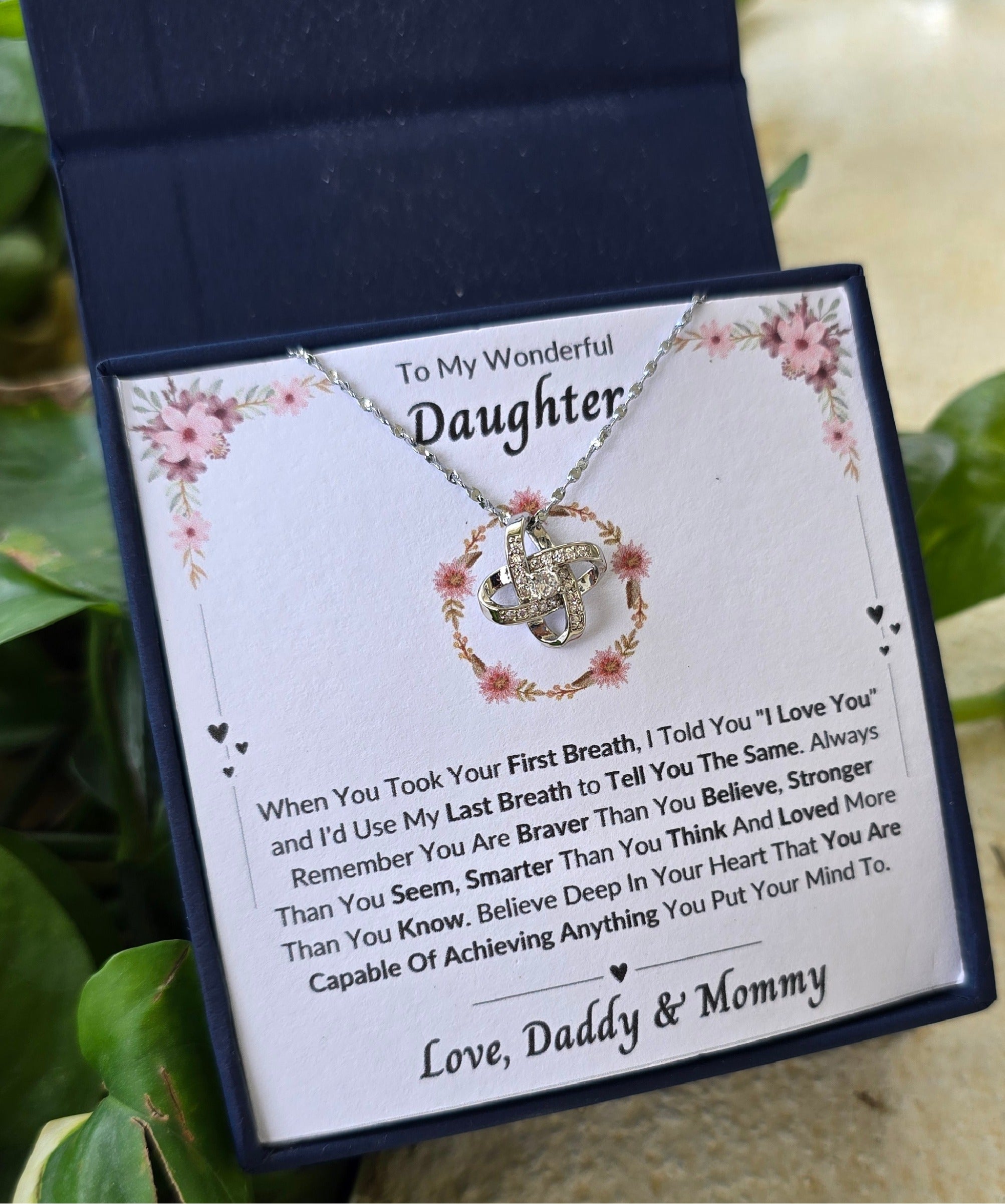 Best Gift To My Daughter I Always Love You I From Daddy Mommy I Love Knot Necklace