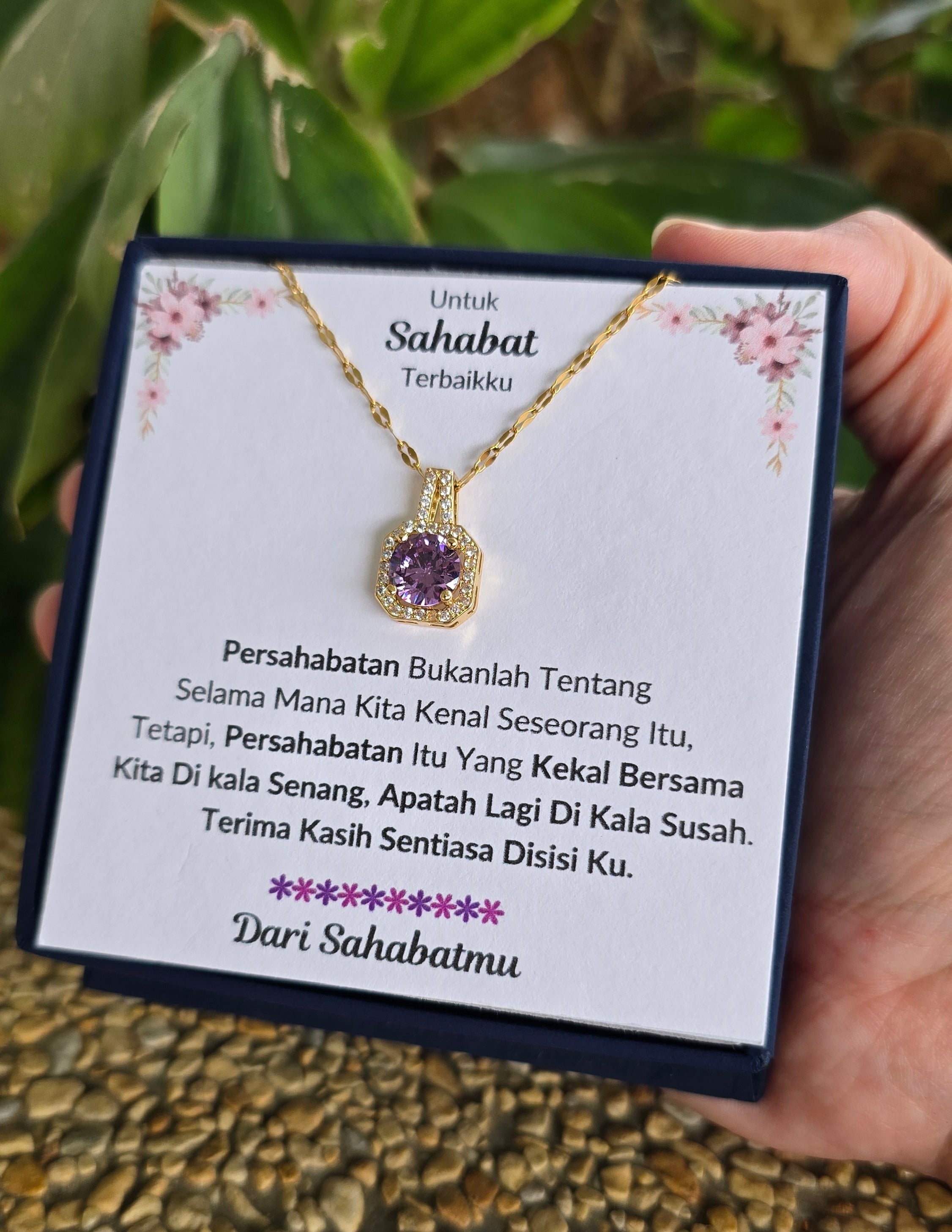 Hadiah Terbaik Untuk Sahabat Terbaikku I Sentiasa Disisi Ku I Sweet Purple Necklace