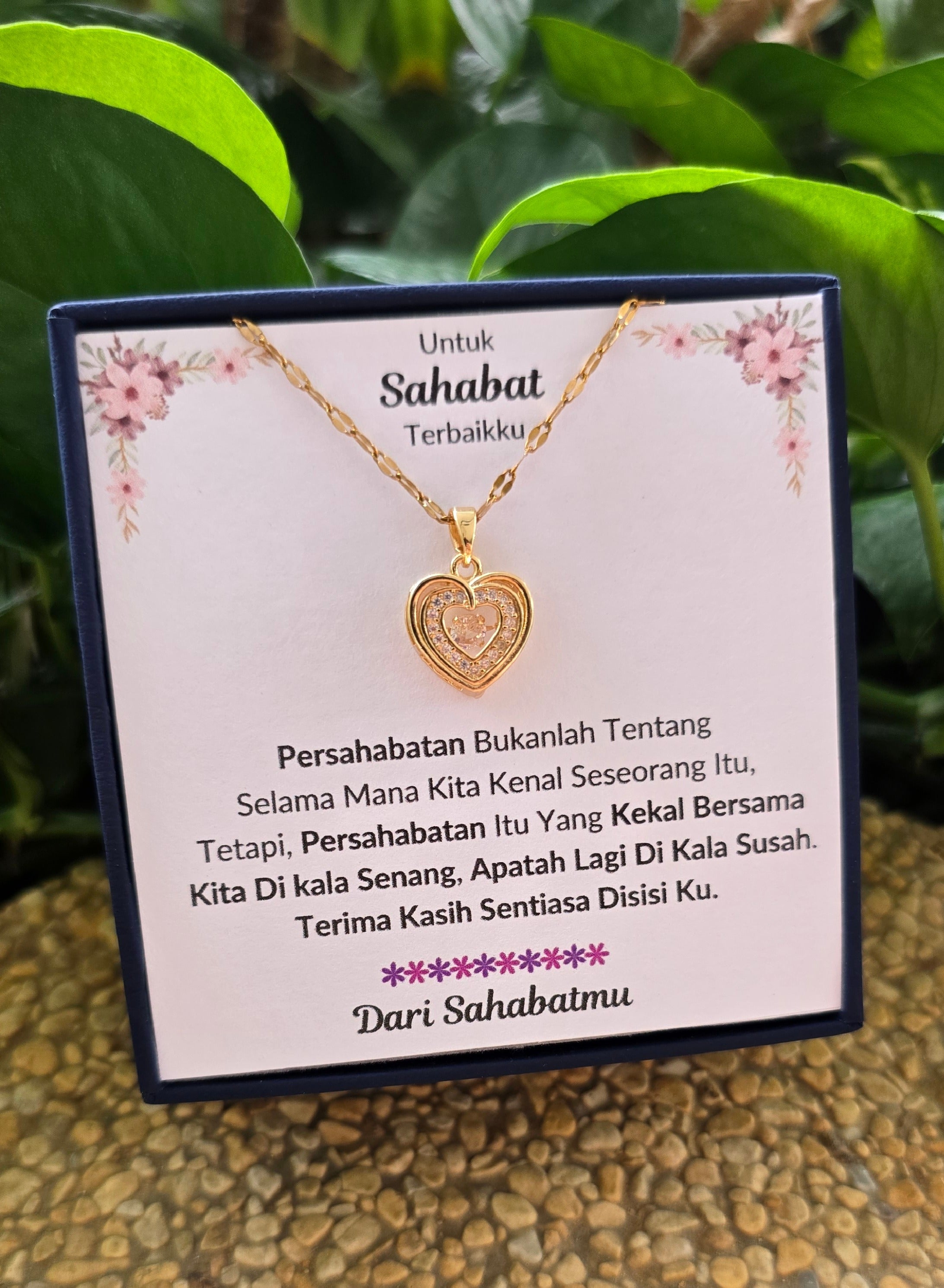Hadiah Terbaik Untuk Sahabat Terbaikku I Sentiasa Disisi Ku I Gold Heart Necklace