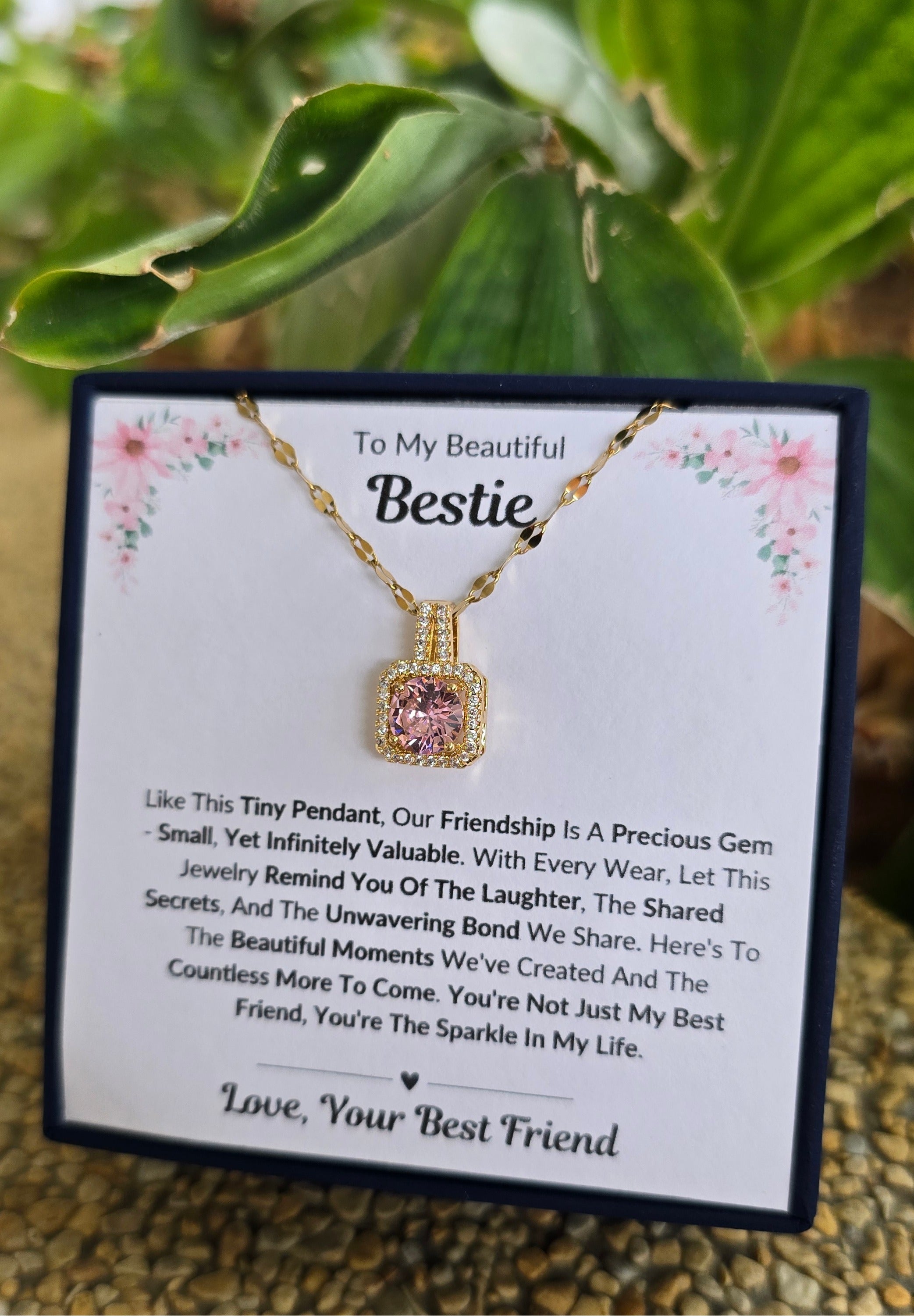 Best Gift To My Bestie I Not Just Best Friend I Sweet Pink Necklace