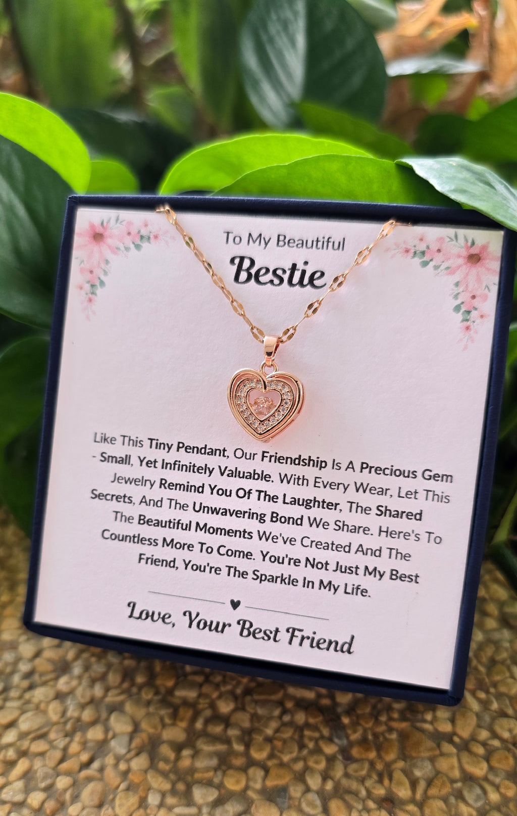 Best Gift To My Bestie I Not Just Best Friend I Rose Heart Necklace