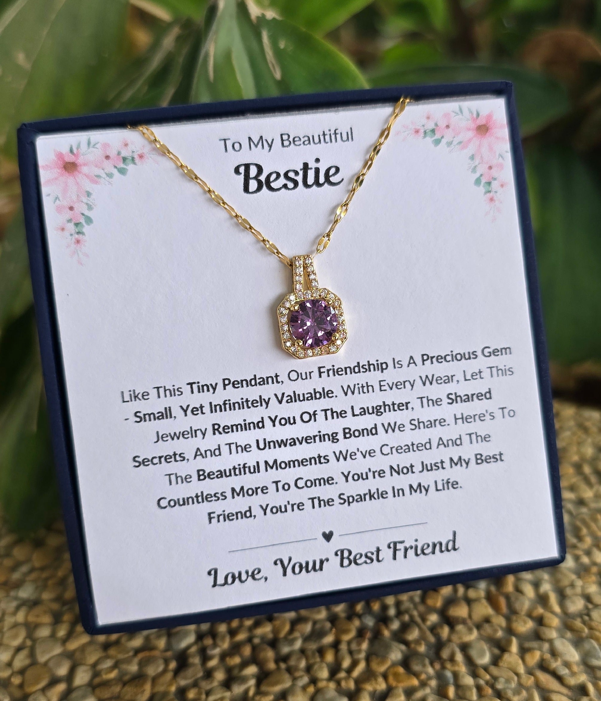 Best Gift To My Bestie I Not Just Best Friend I Sweet Purple Necklace