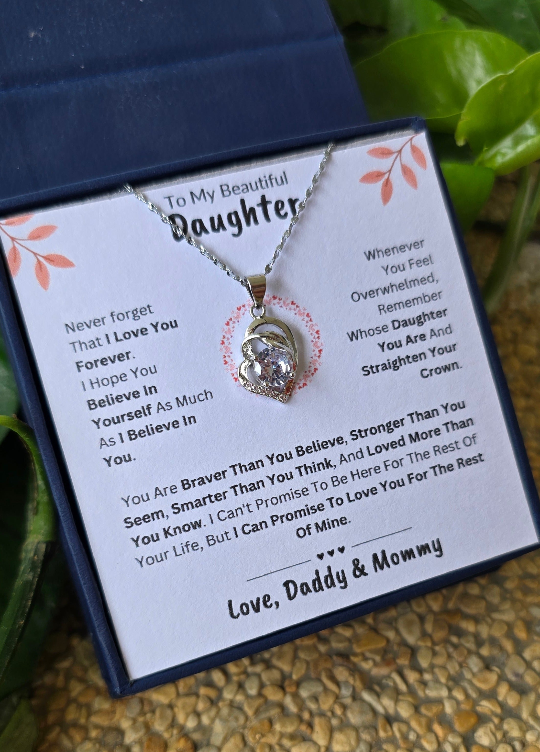 Best Gift To My Daughter I Love You Forever I From Daddy Mummy I Pure Love Necklace