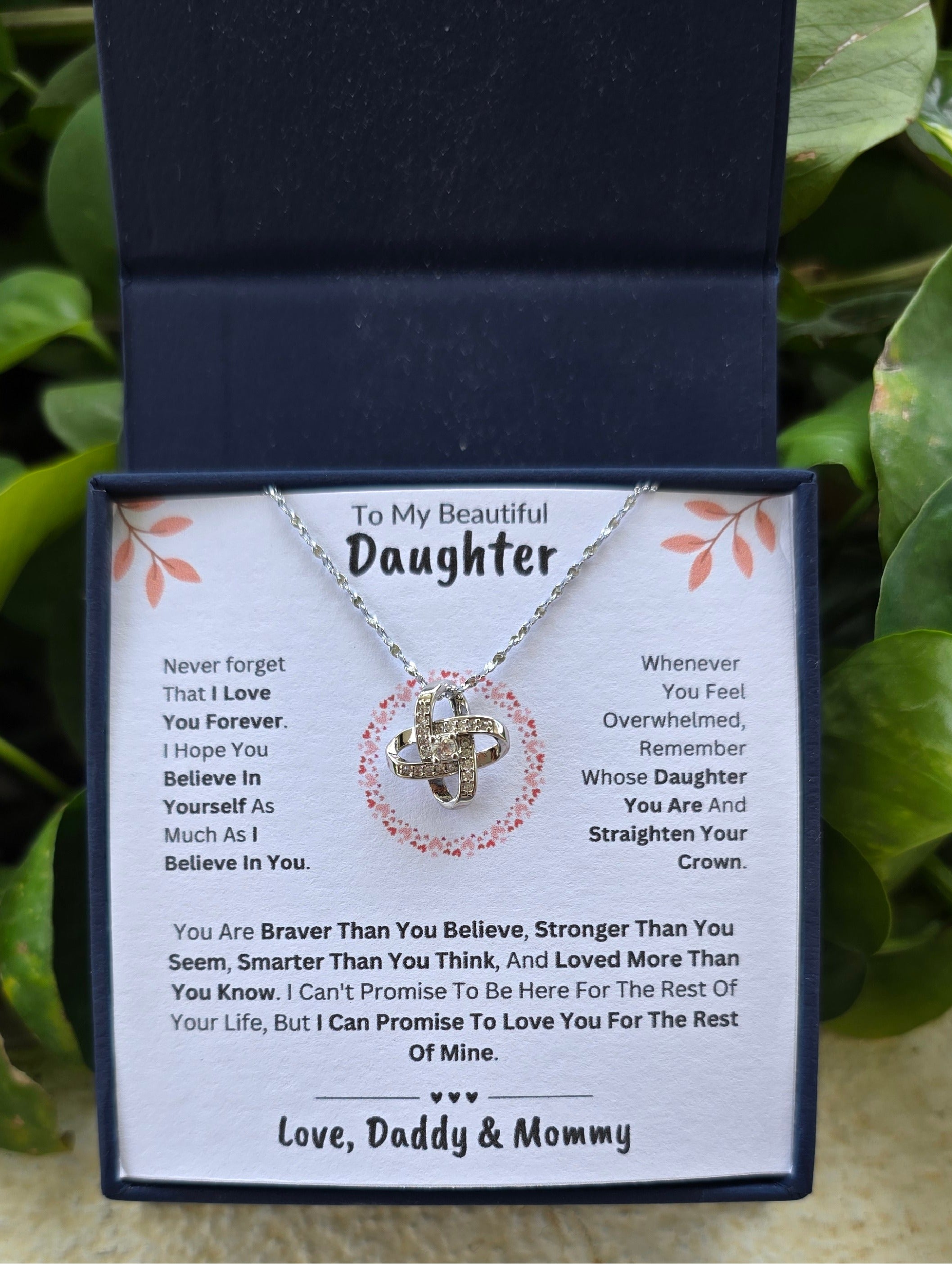 Best Gift To My Daughter I Love You Forever I From Daddy Mommy I Love Knot Necklace