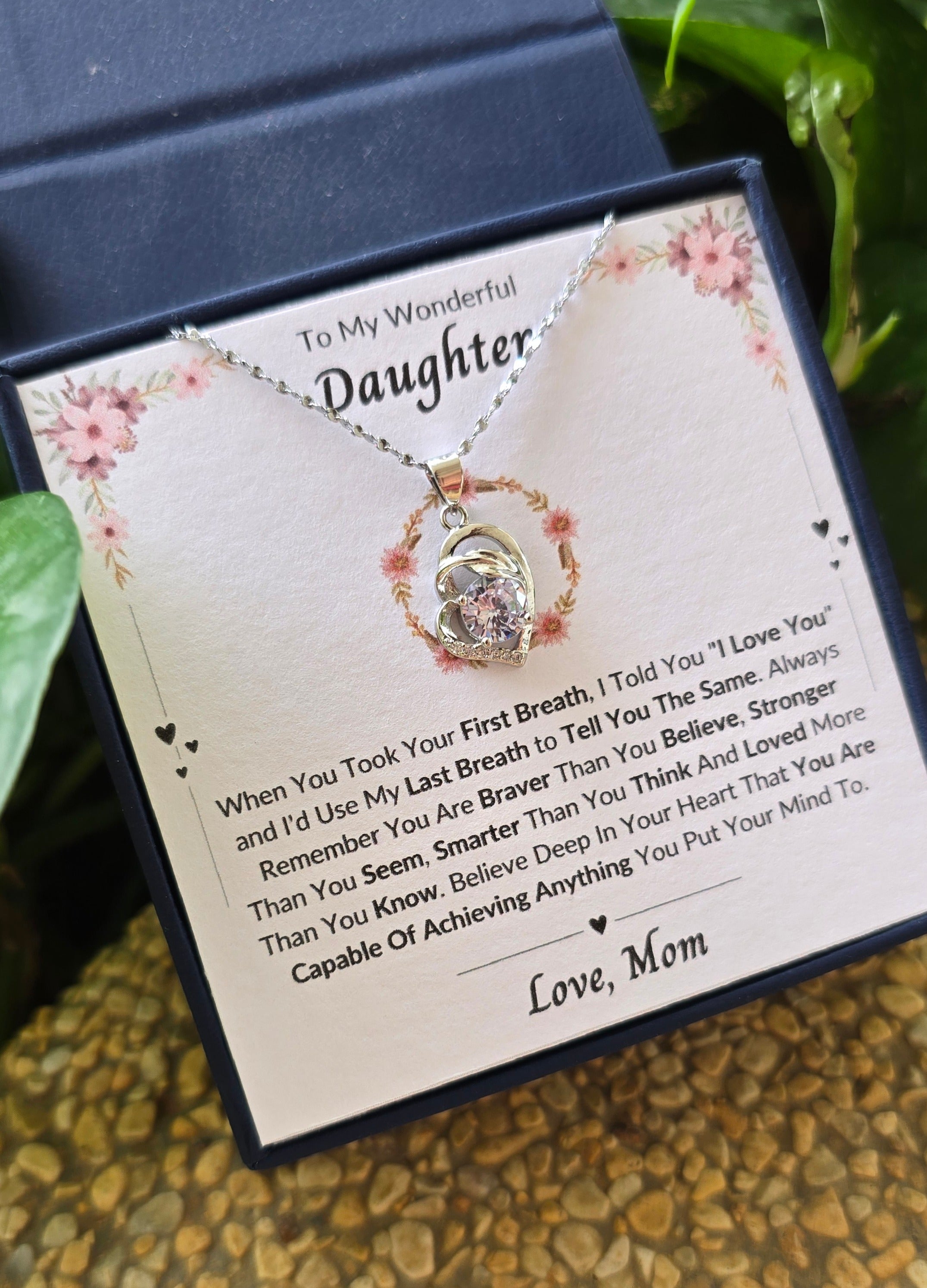 Best Gift To My Daughter I Always Love You I From Mom I Pure Love Necklace