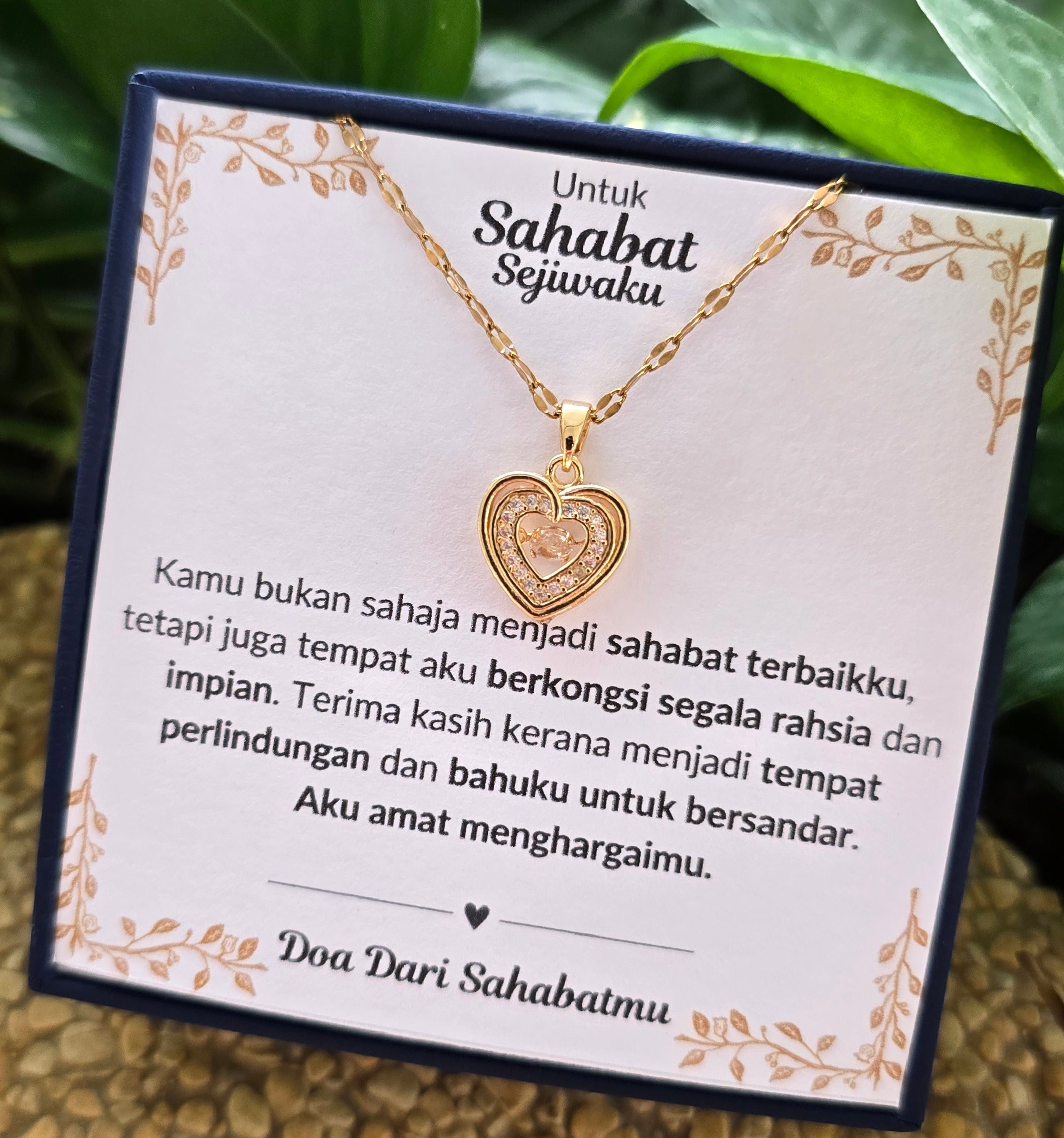 Hadiah Terbaik Untuk Sahabat Sejiwaku I Kongsi Rahsia Dan Impian I Gold Heart Necklace
