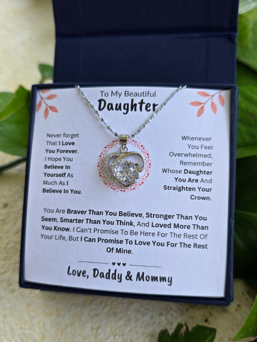 Best Gift To My Daughter I Always Love You I From Daddy Mommy I Love Heart Necklace