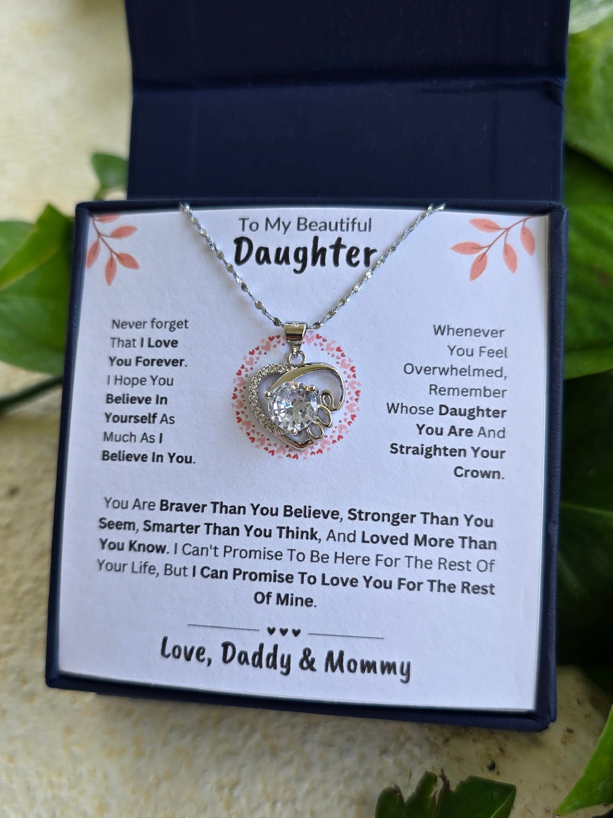 Best Gift To My Daughter I Always Love You I From Daddy Mommy I Love Heart Necklace