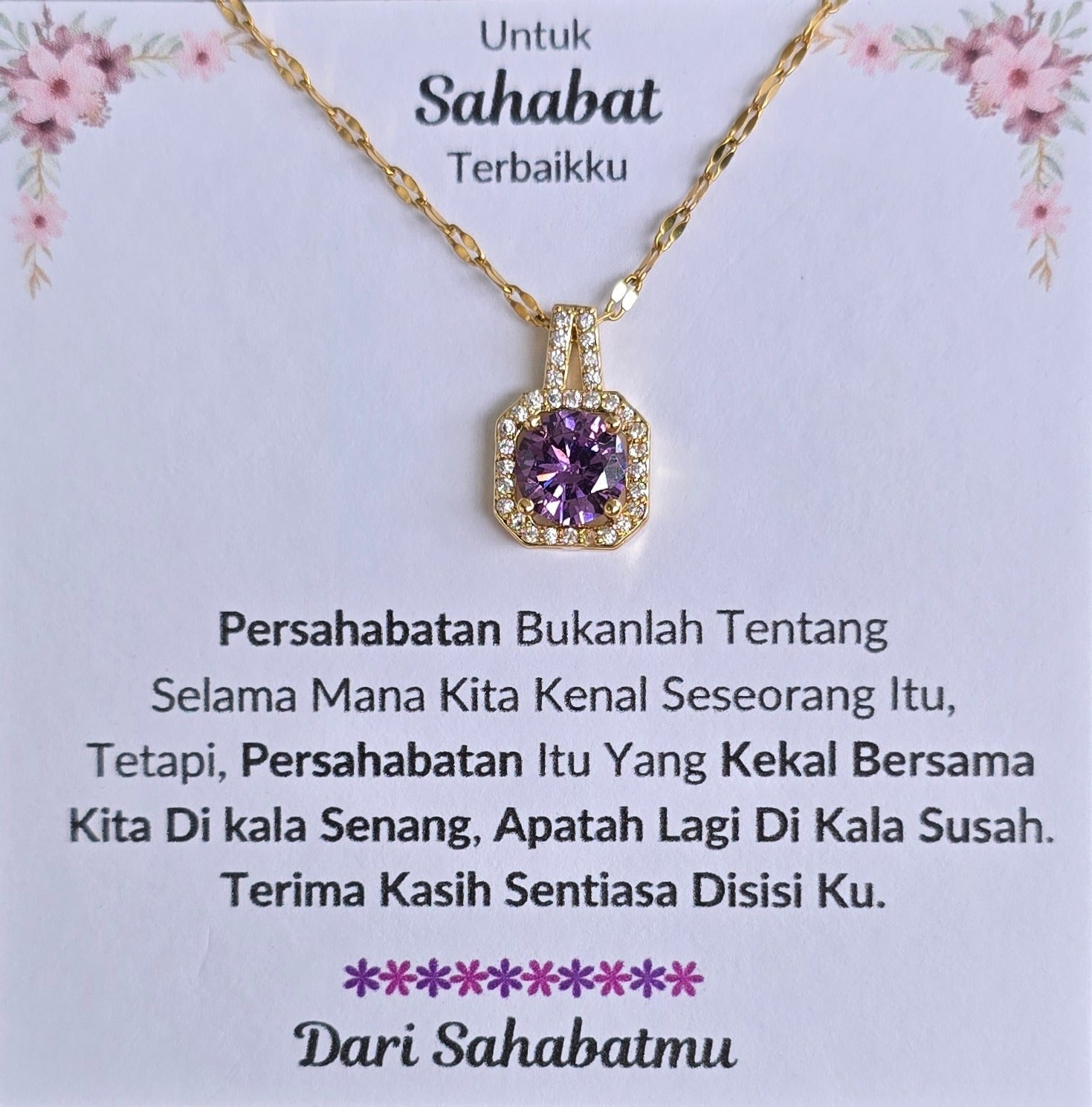 Hadiah Terbaik Untuk Sahabat Terbaikku I Sentiasa Disisi Ku I Sweet Purple Necklace