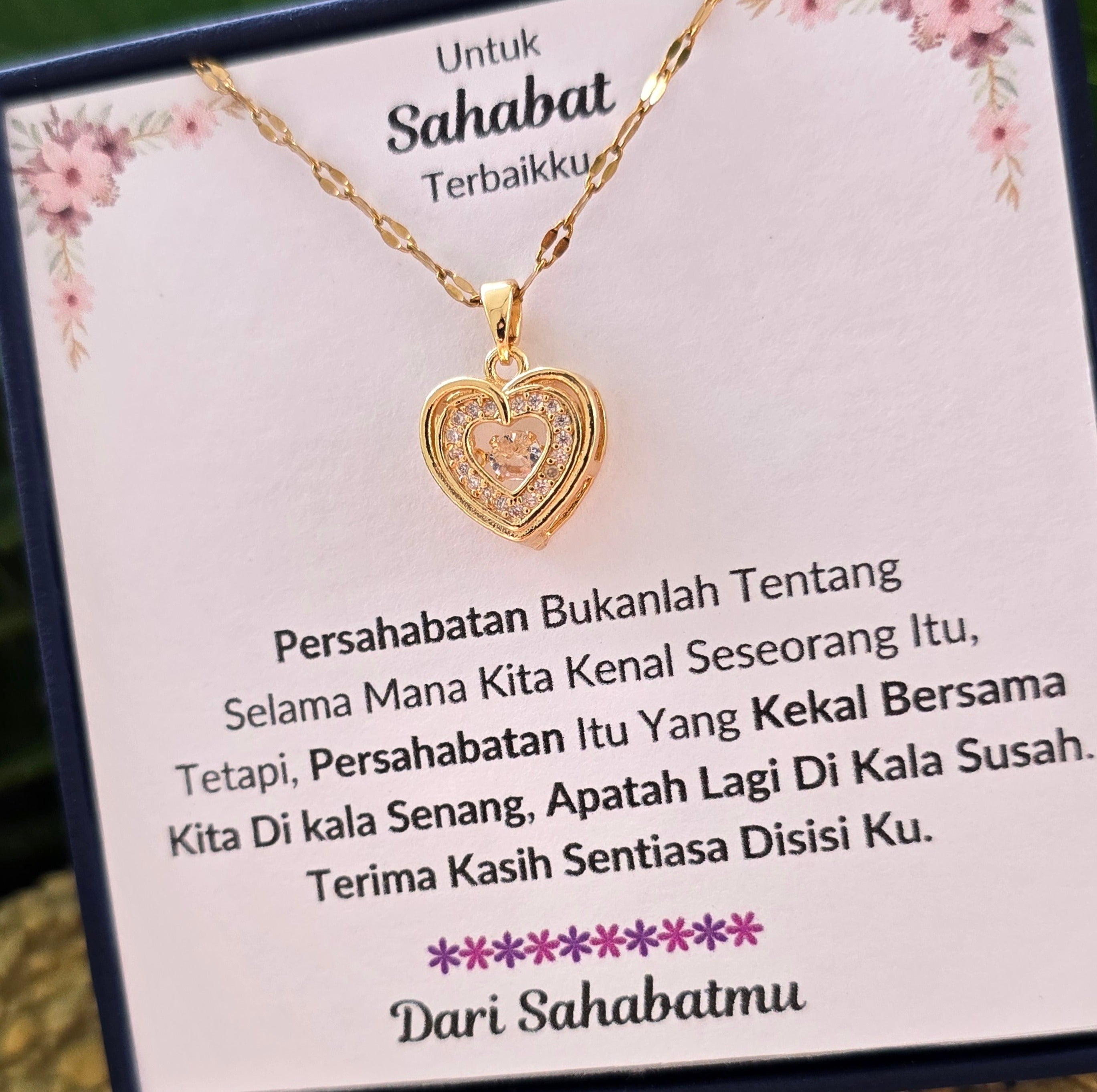 Hadiah Terbaik Untuk Sahabat Terbaikku I Sentiasa Disisi Ku I Gold Heart Necklace