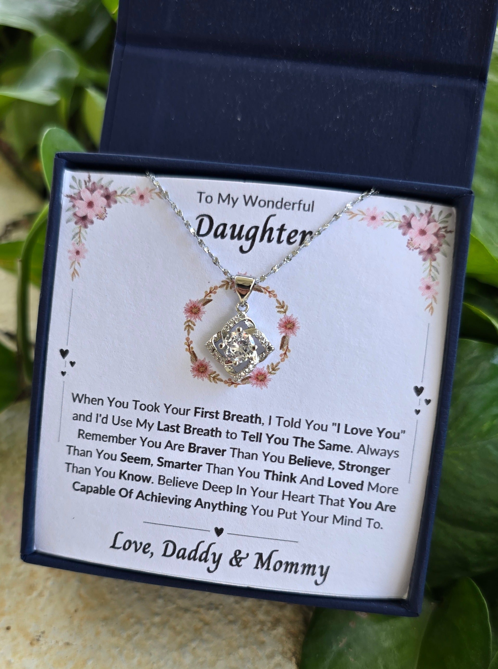 Best Gift To My Daughter I Always Love You I From Daddy Mommy I Elegant Love Necklace
