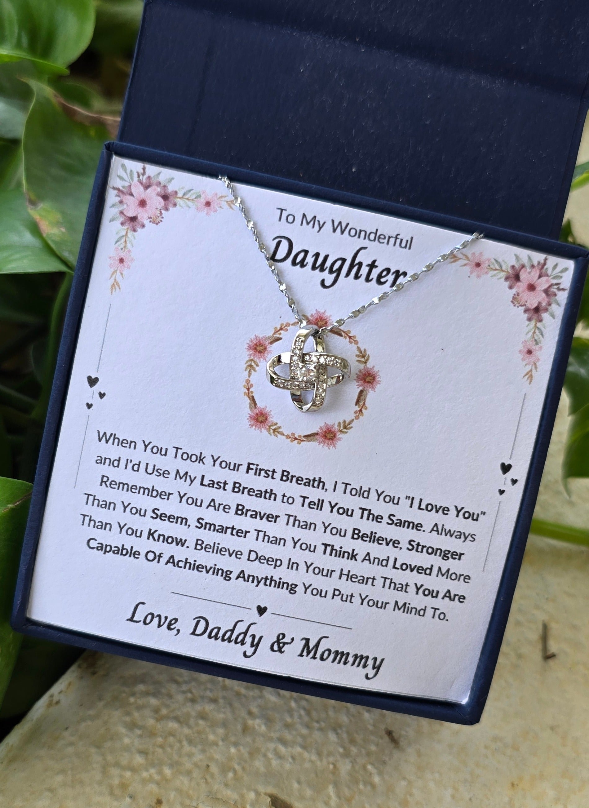 Best Gift To My Daughter I Always Love You I From Daddy Mommy I Love Knot Necklace