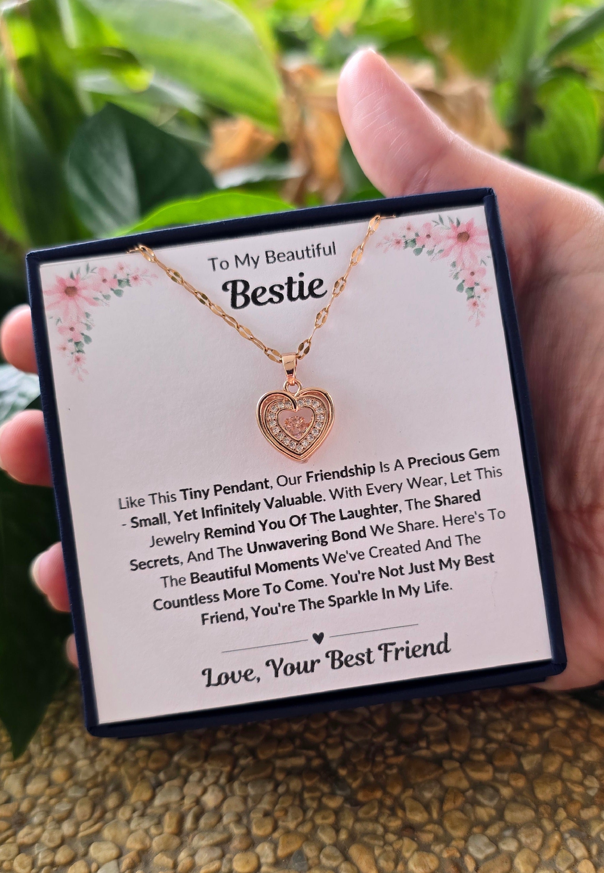 Best Gift To My Bestie I Not Just Best Friend I Rose Heart Necklace