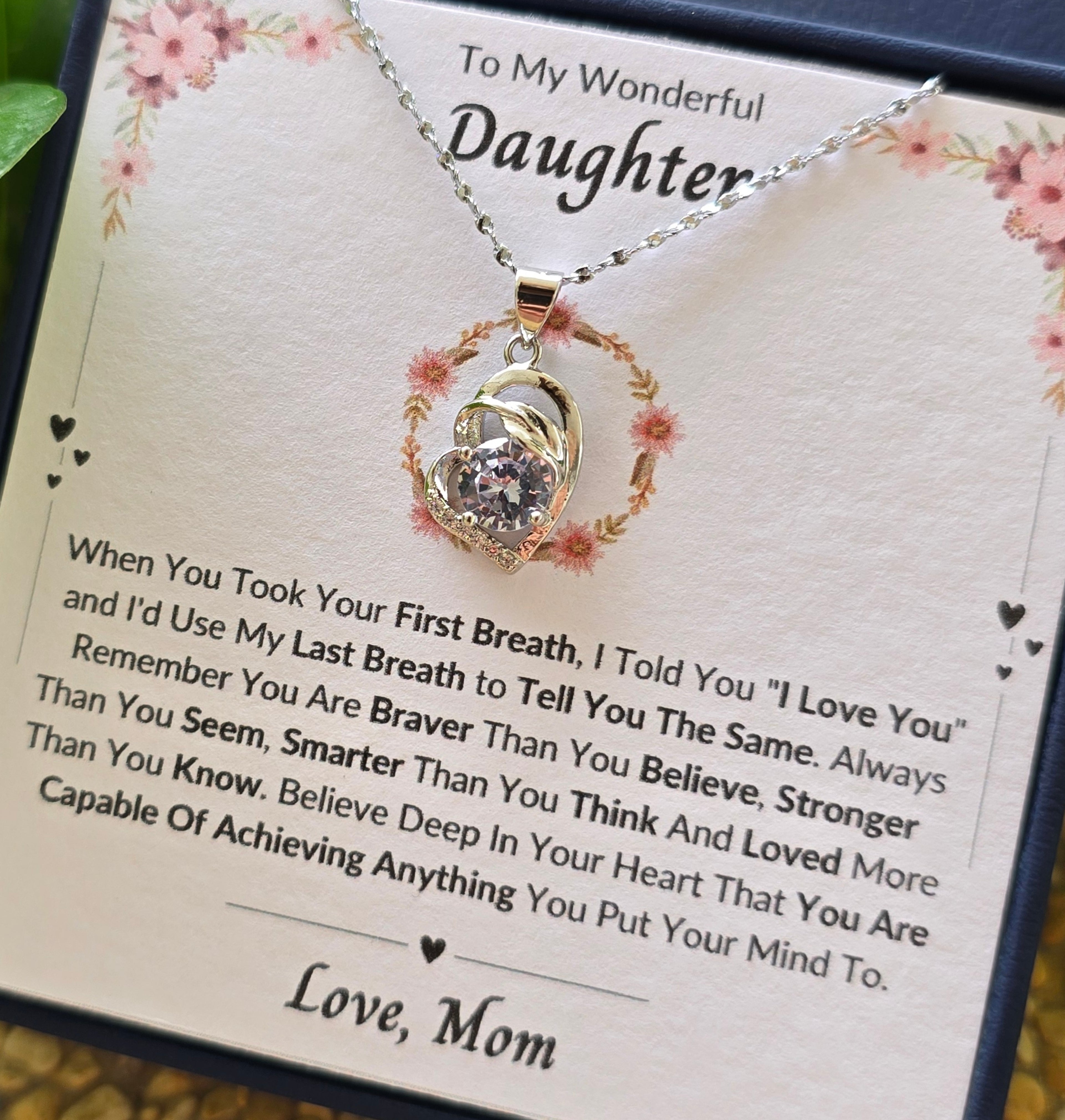 Best Gift To My Daughter I Always Love You I From Mom I Pure Love Necklace